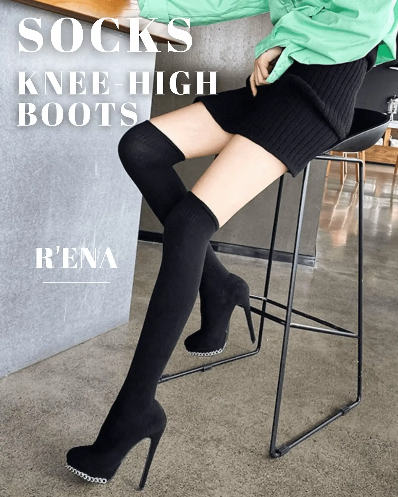 韓国 街撮り　美脚　ハイヒール スラリと美脚✨ソックスニーハイブーツ特集 | R'ENAが投稿したフォトブック | Lemon8