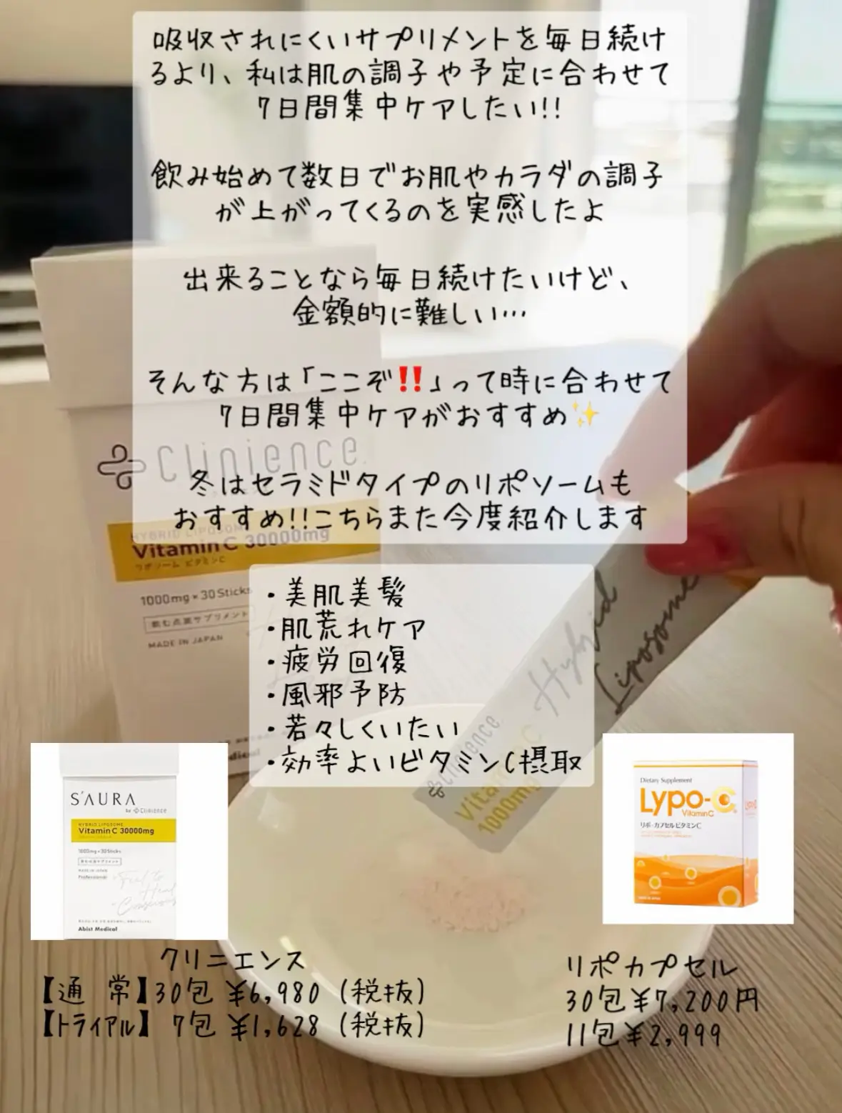 素早く美肌｜ここぞ‼️って時に【飲む点滴】で7日間の集中ケア | emiii.1230が投稿したフォトブック | Lemon8