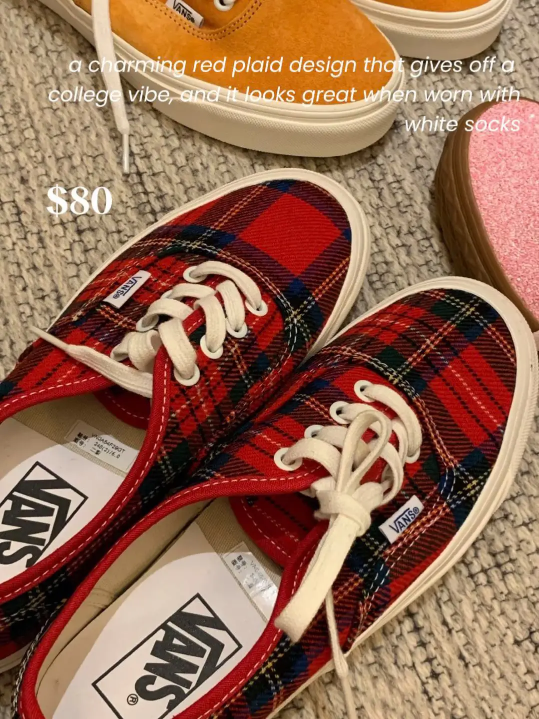 Red plaid vans on sale sneakers