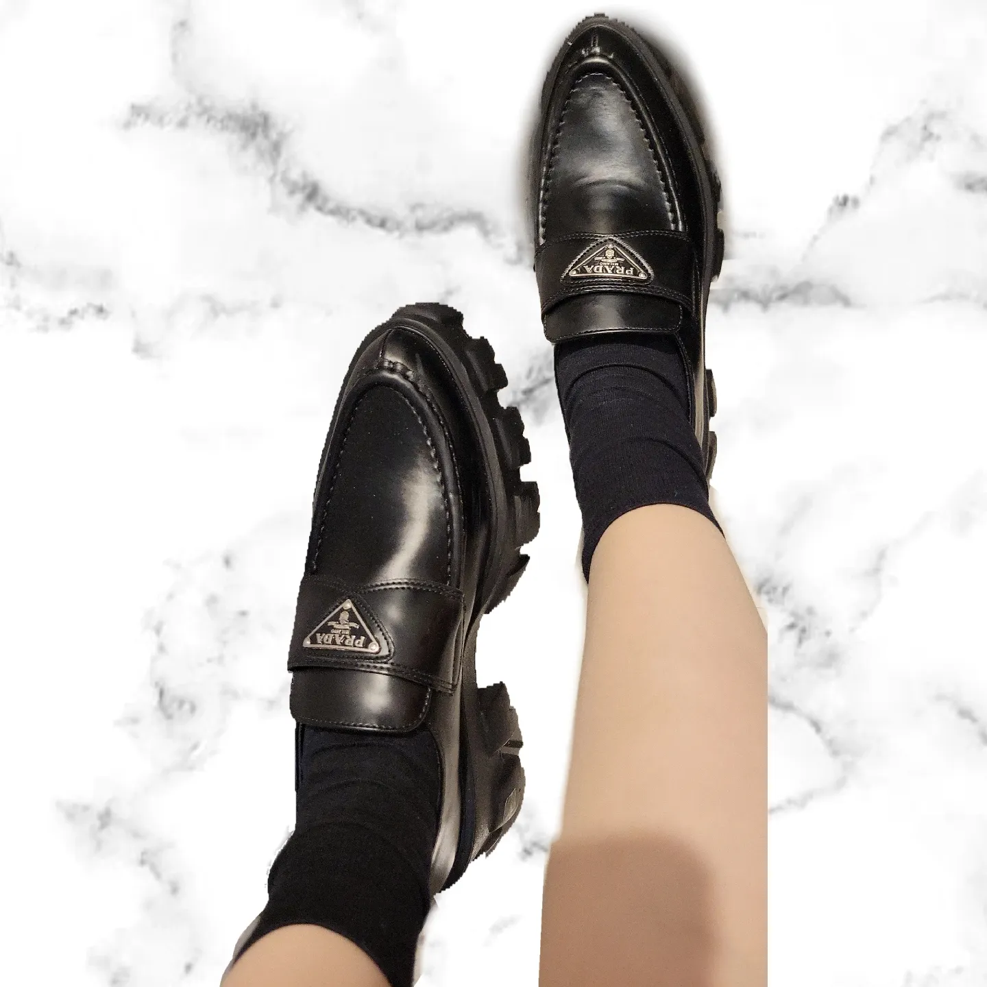 PRADA】モノリス ロングブーツ 36 レザー 編み上げ【23.5cm