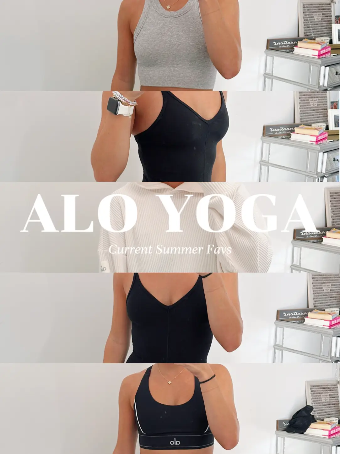 ALO Yoga, Tops, Alo Yoga Charmed Collar Bra Tank Top Crop Top Sports Bra  Black Size Medium M New