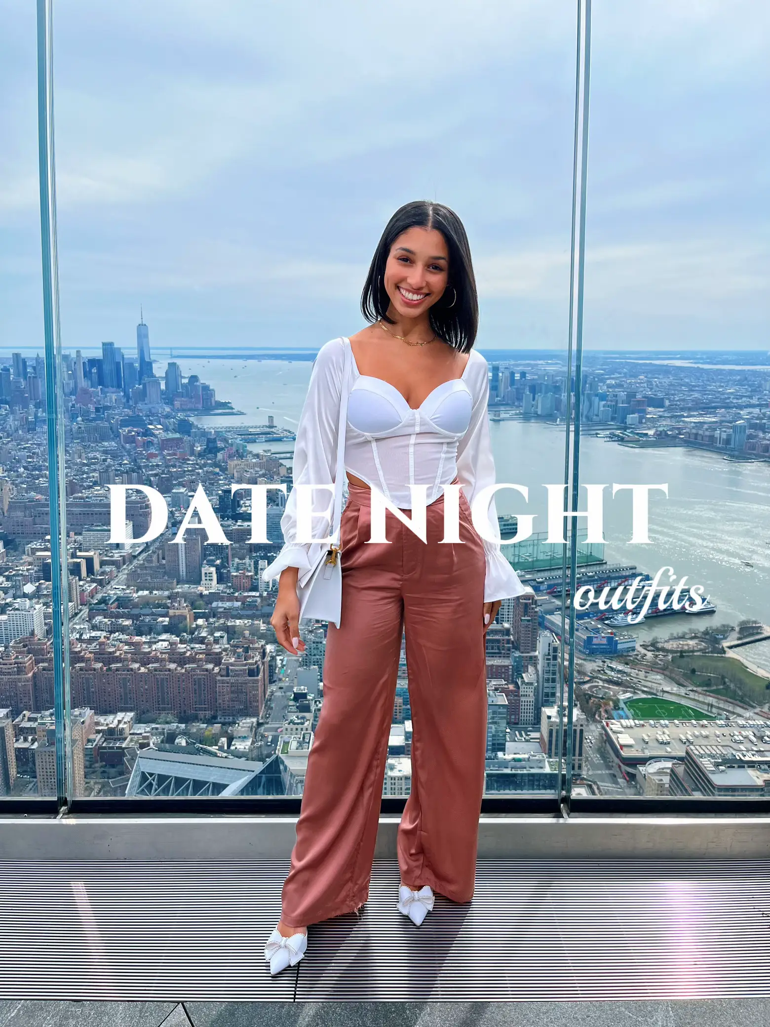Date night 'fit. All about the wide leg dress pants right now! Comment  links for outfit details. 🤍 #closettjunkie #fashion #dress #