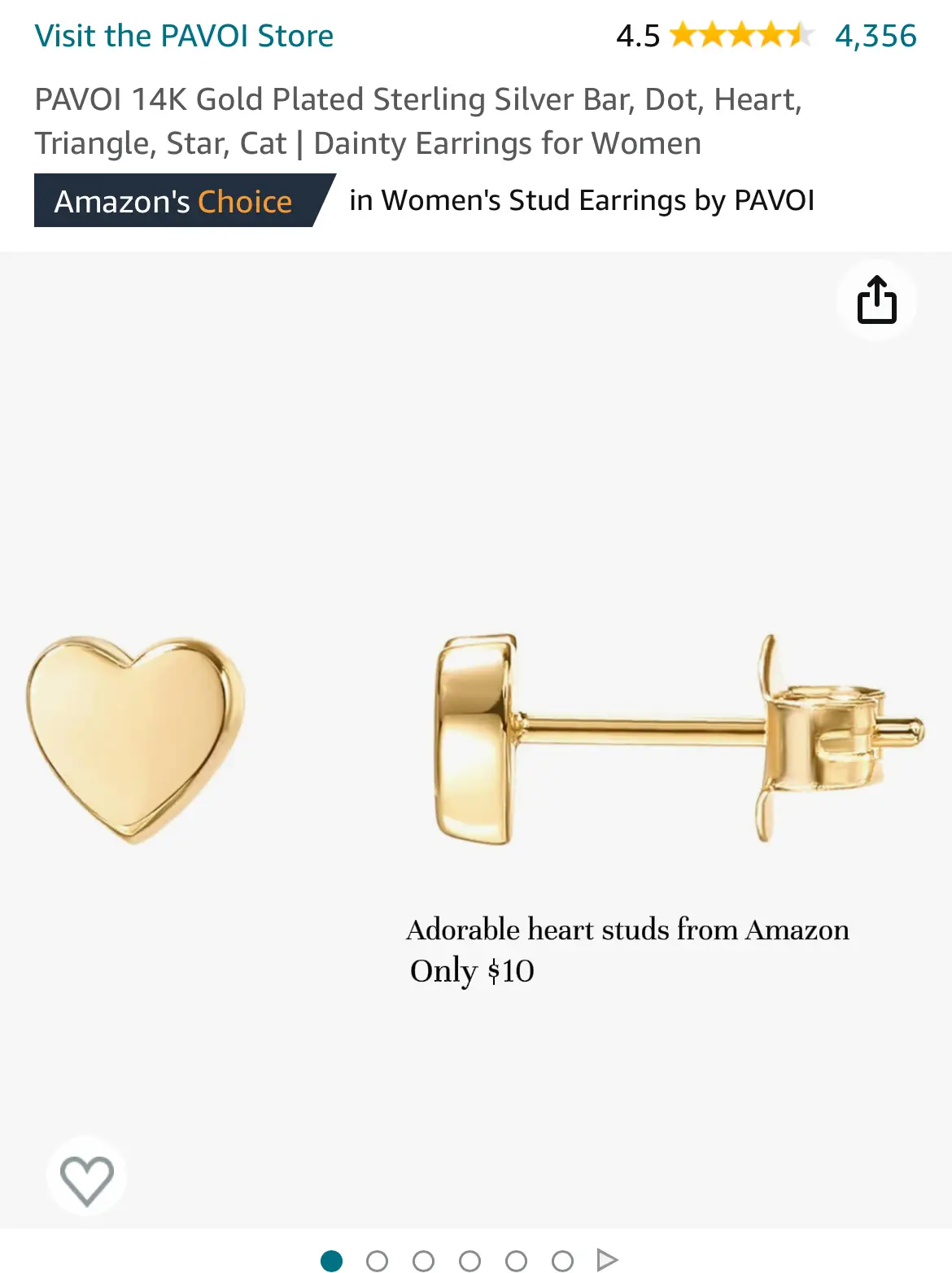 7/8 14K Yellow Gold Plated Dainty Mini Bar Stud Earrings : PAVOI:  : Clothing, Shoes & Accessories