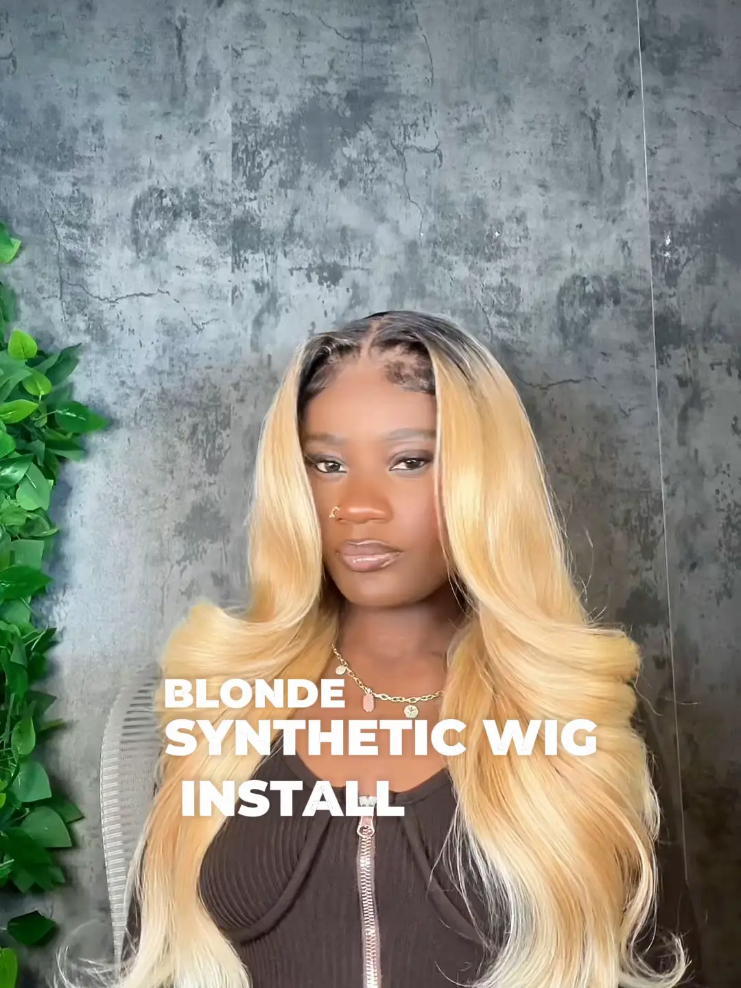 Blonde synthetic wig Install