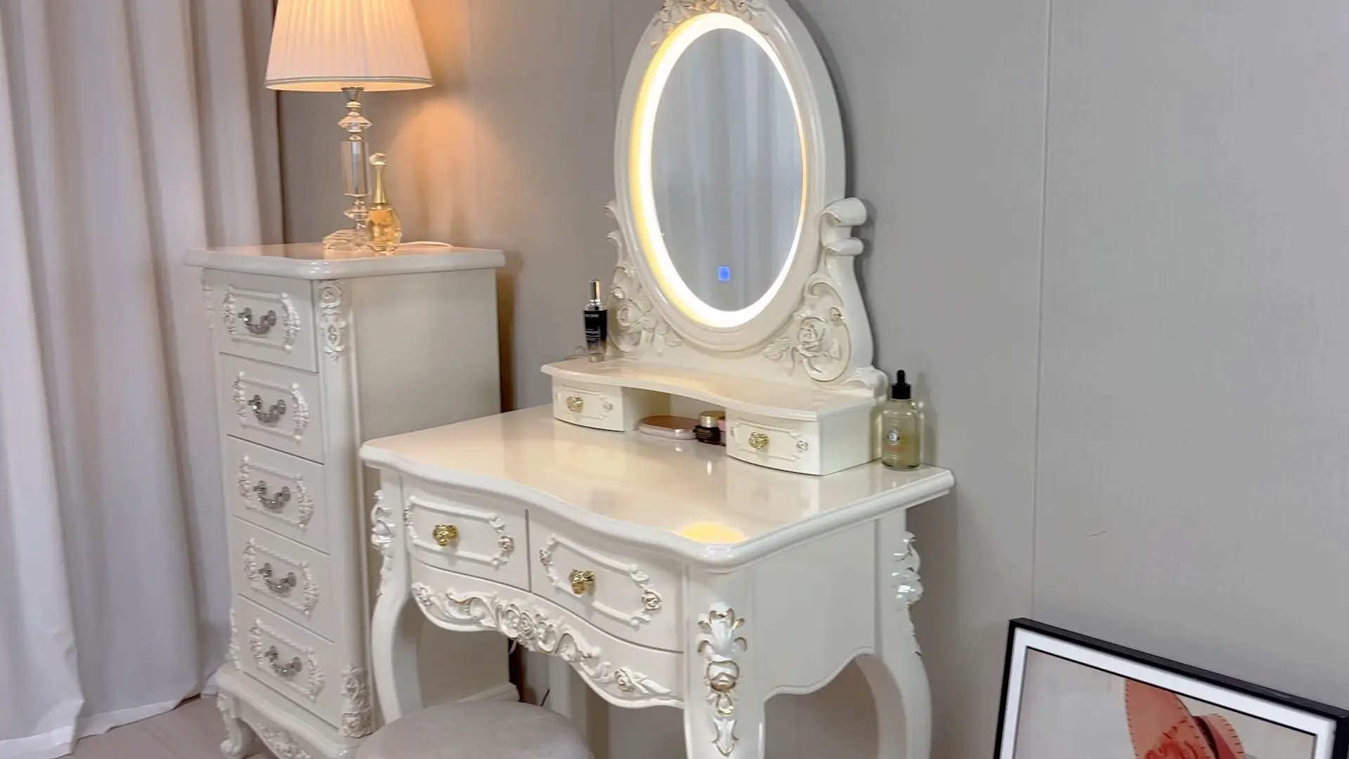 アンティーク アンティーク ハワイとアイボリー 三面鏡 三面鏡