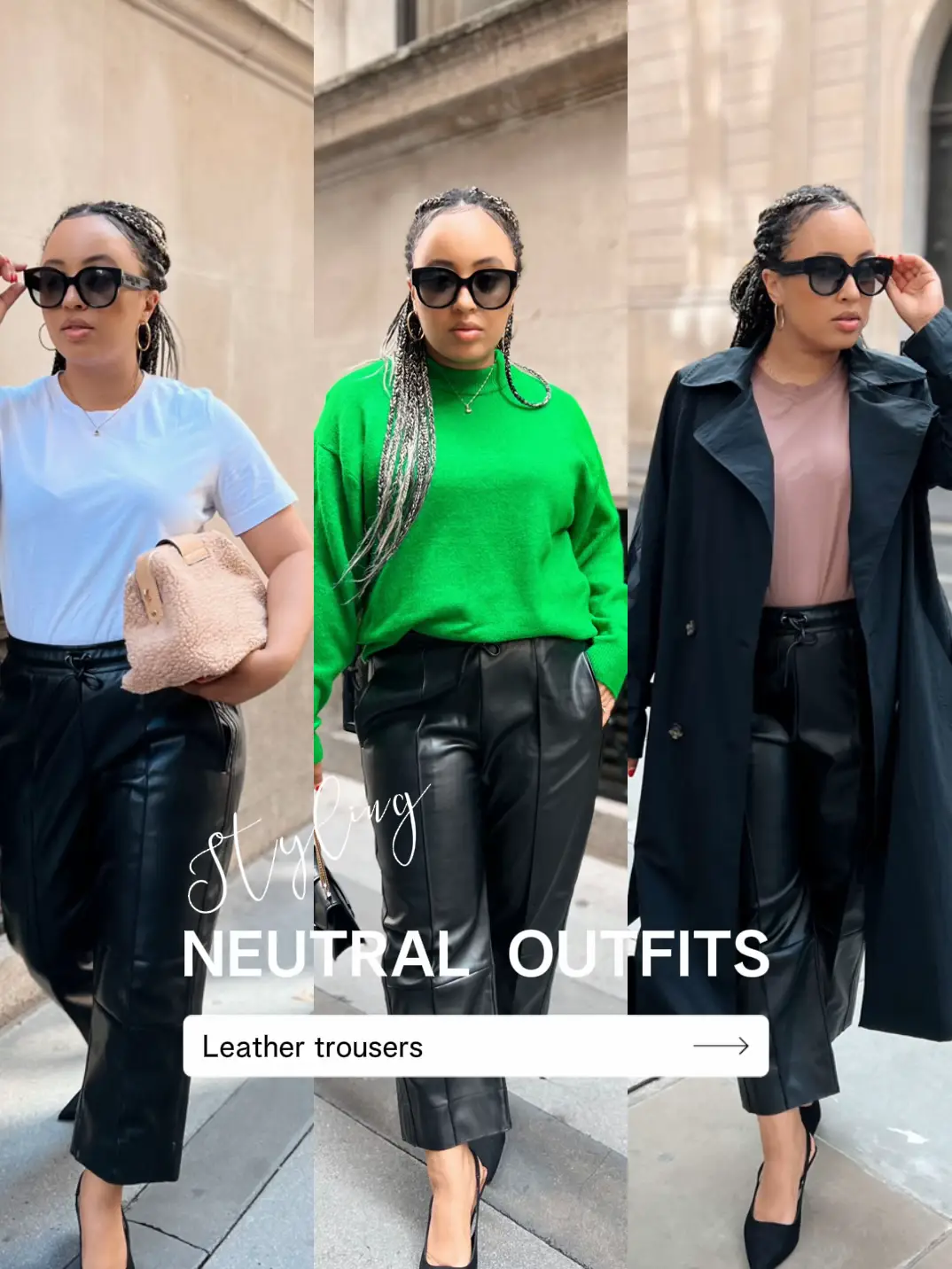Green leather  Leather pants outfit, Leather trousers outfit