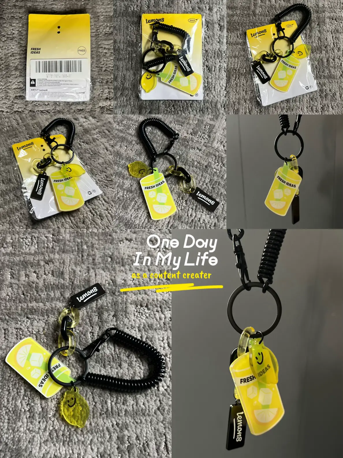  A collection of keys and a tag with the word lemon on it.
