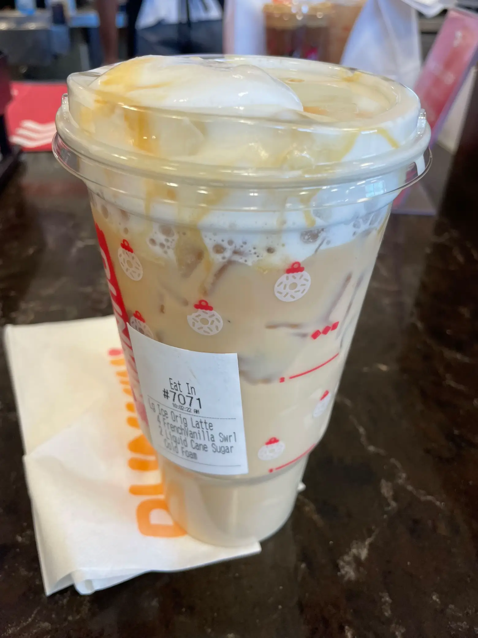 My Dunkin likes me , I feel like this is alot of cold foam for a medium . :  r/DunkinDonuts