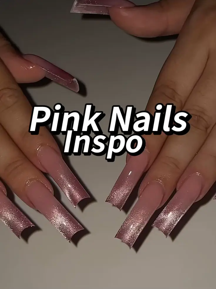 acrylic nail inspo square pink gems - Lemon8 Search