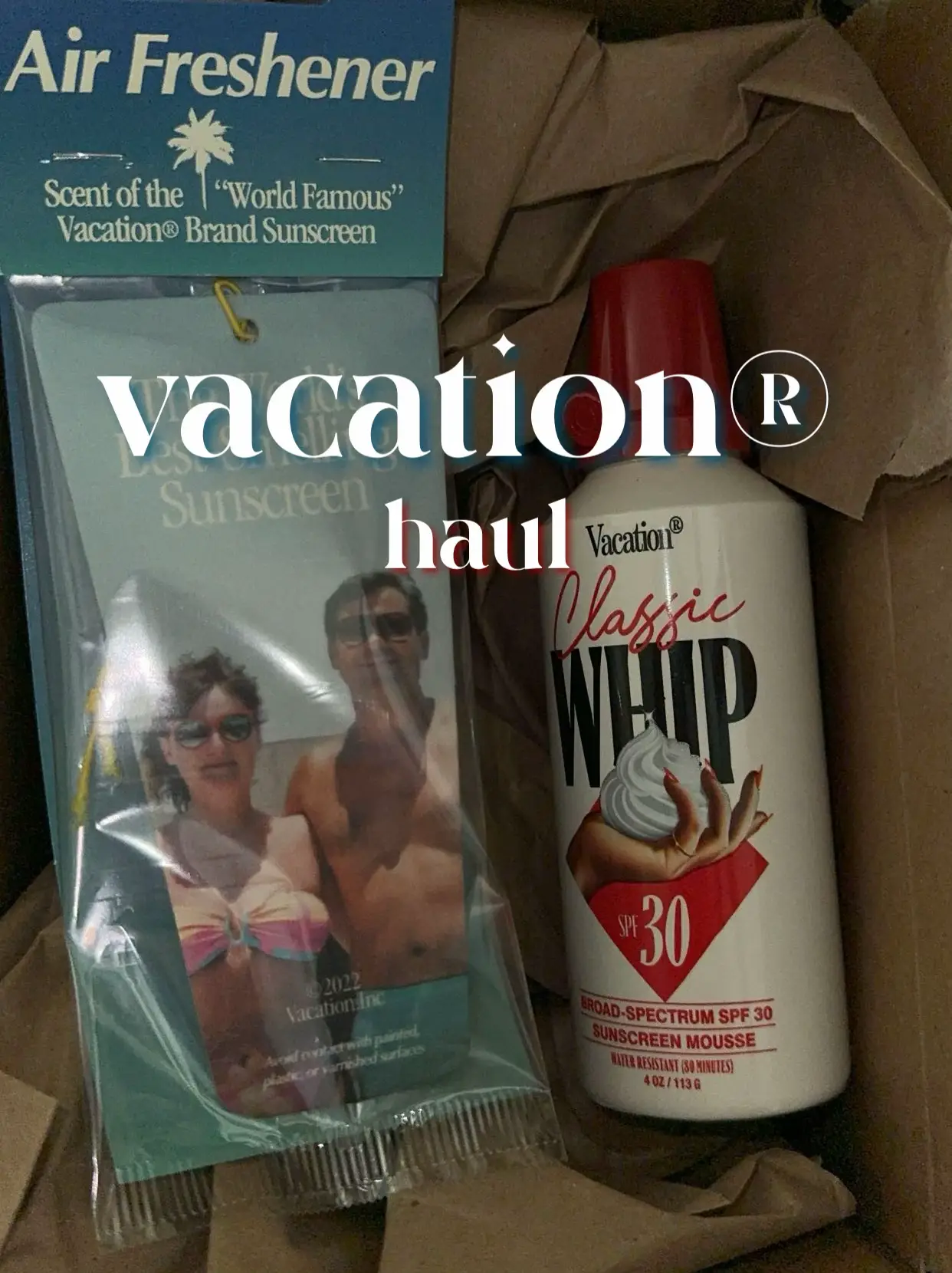 Vacation Classic Whip SPF 30 Sunscreen + Air Freshener Bundle, Whipped  Sunscreen Mousse SPF 30, Moisturizer with SPF, Broad Spectrum,  Water-Resistant