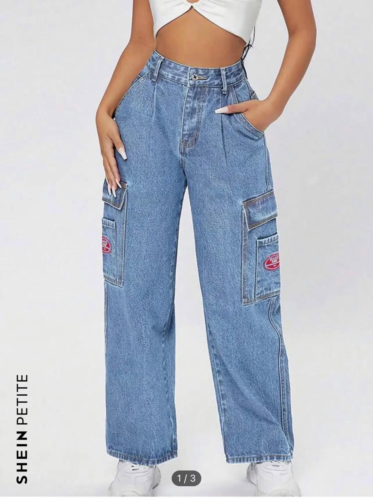 High Waisted Flap Pocket Side Baggy Jeans  Casual denim pants, Cargo pants  outfit, Shein outfits