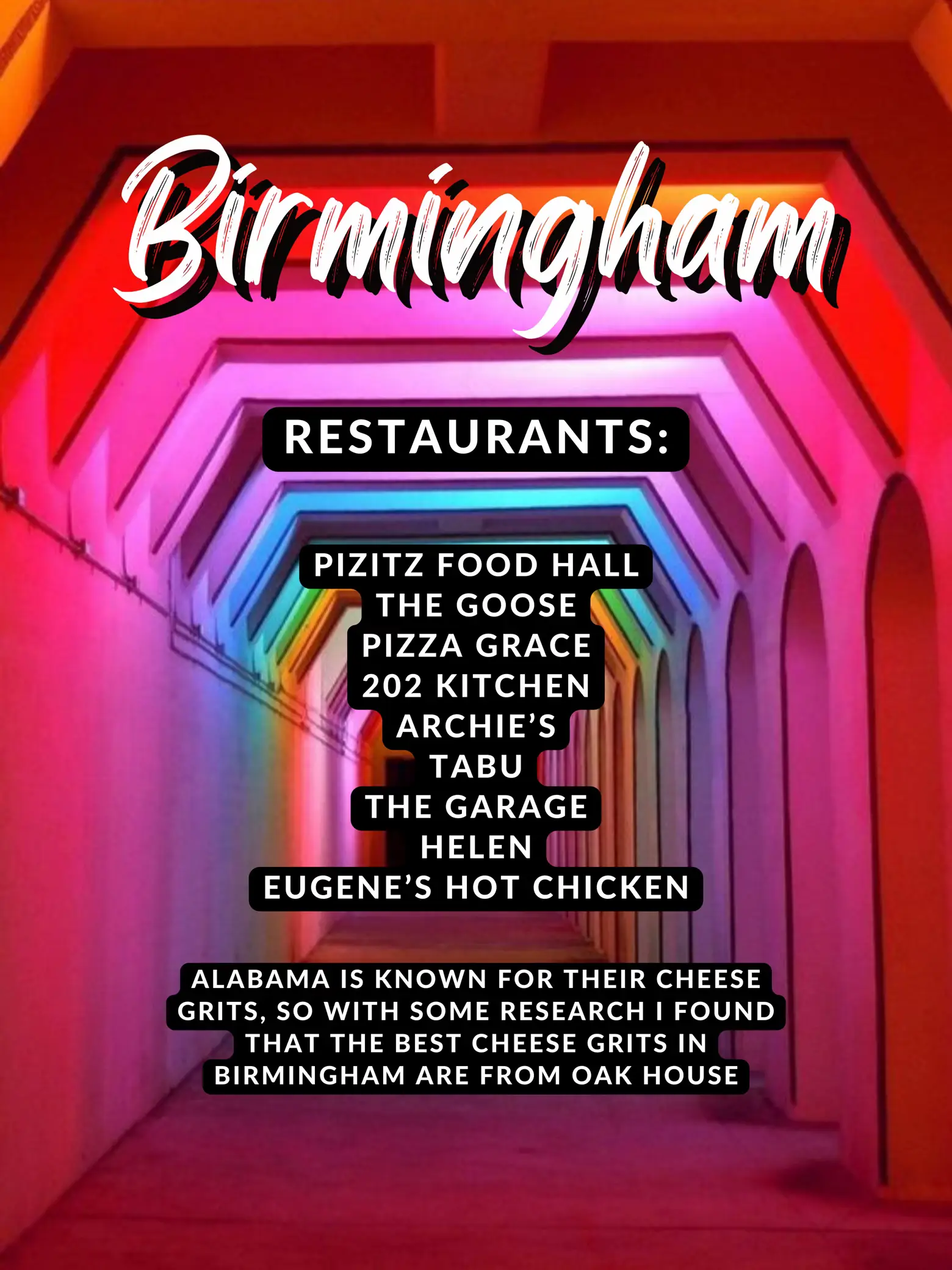  A list of restaurants in Birmingham, Al.