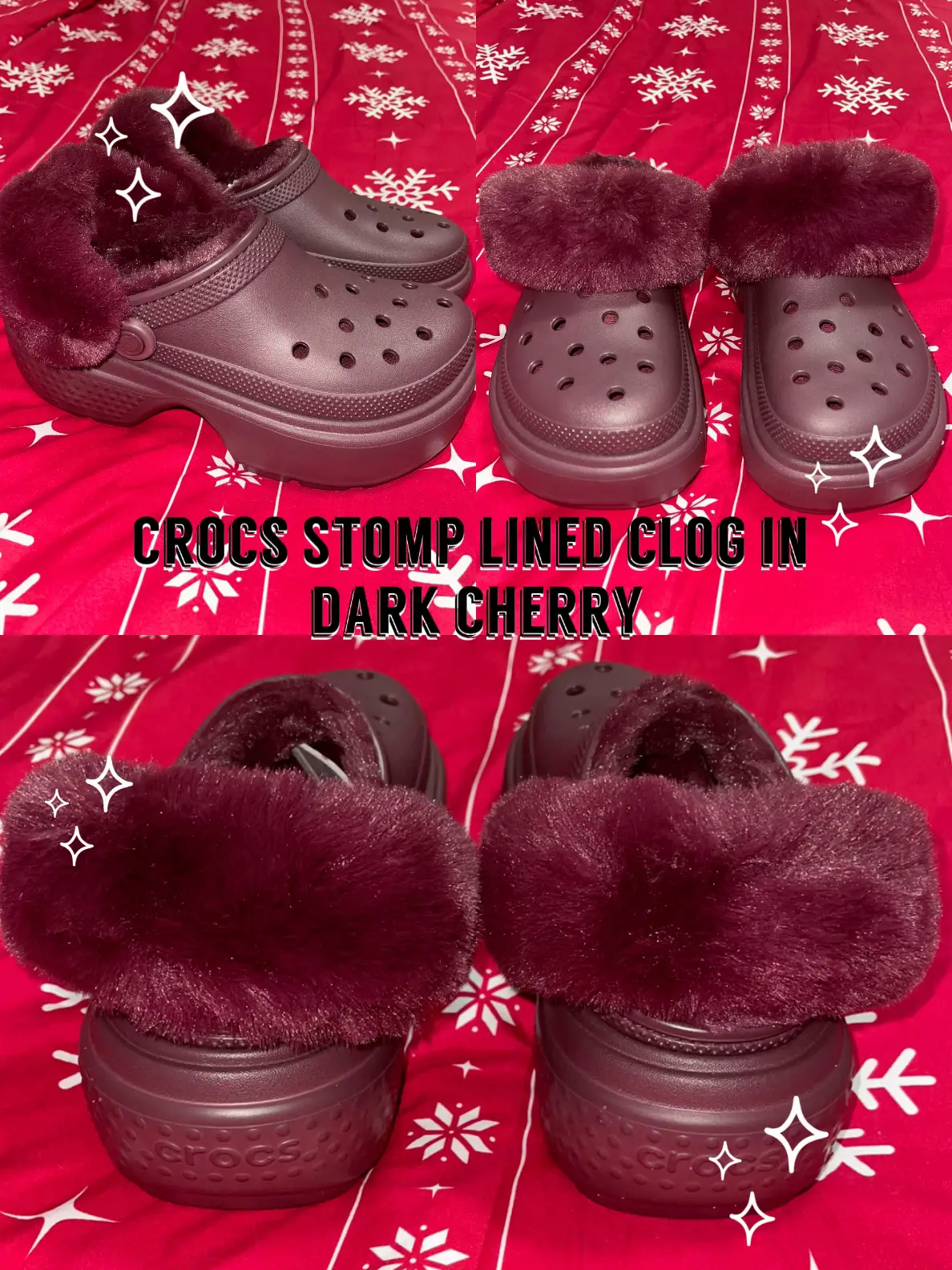 Burgundy crocs hot sale with fur