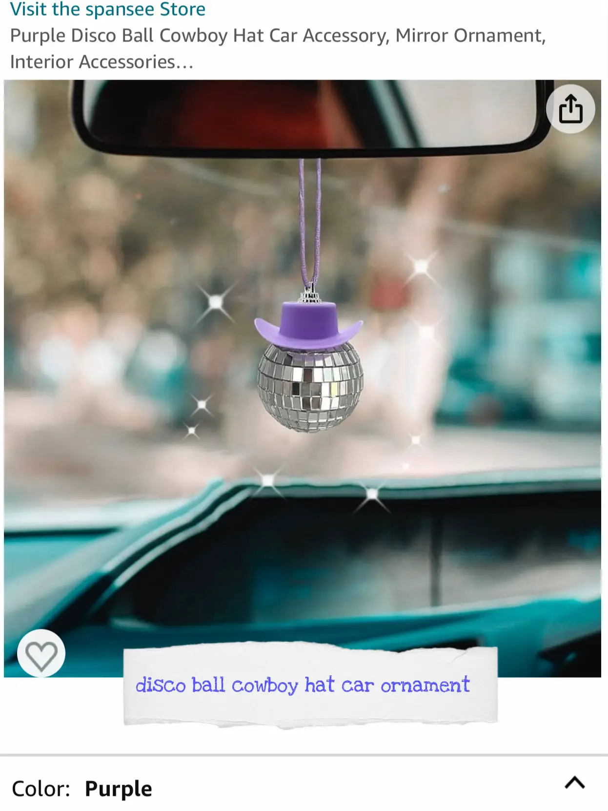 Disco Ball Car Accessory, Disco Mirror Ornament, Disco Cowboy Hat Accessory,  Car Disco Charm, Disco Ball For Car Cute Accessories