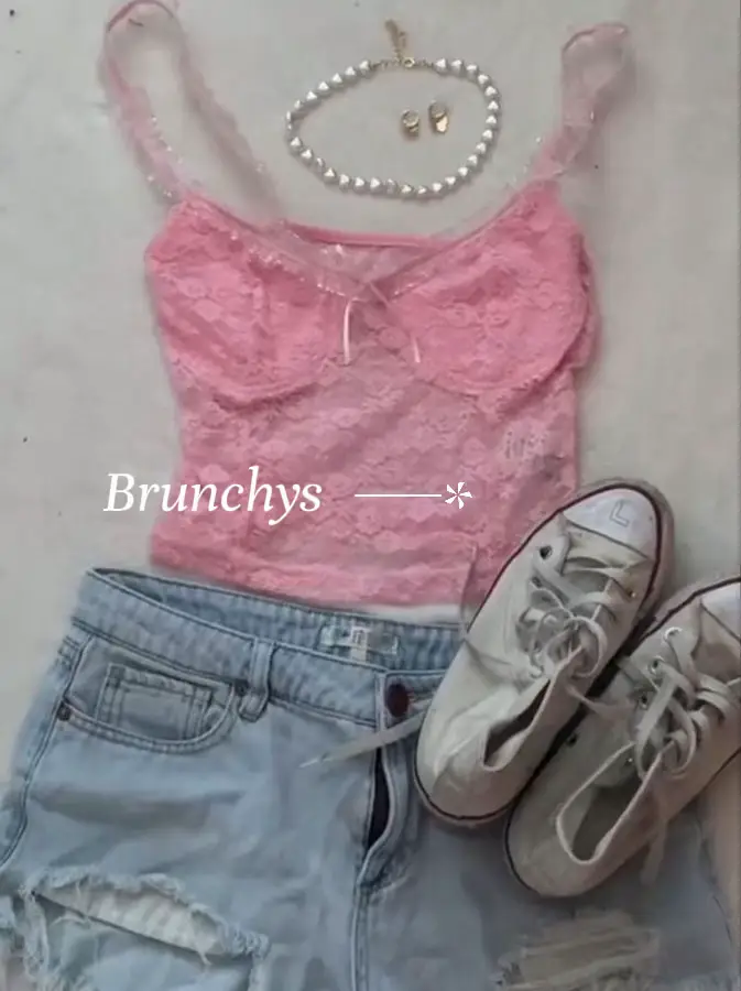 Pink Floral Lace Skylar Tank Outfit with Pink Converse