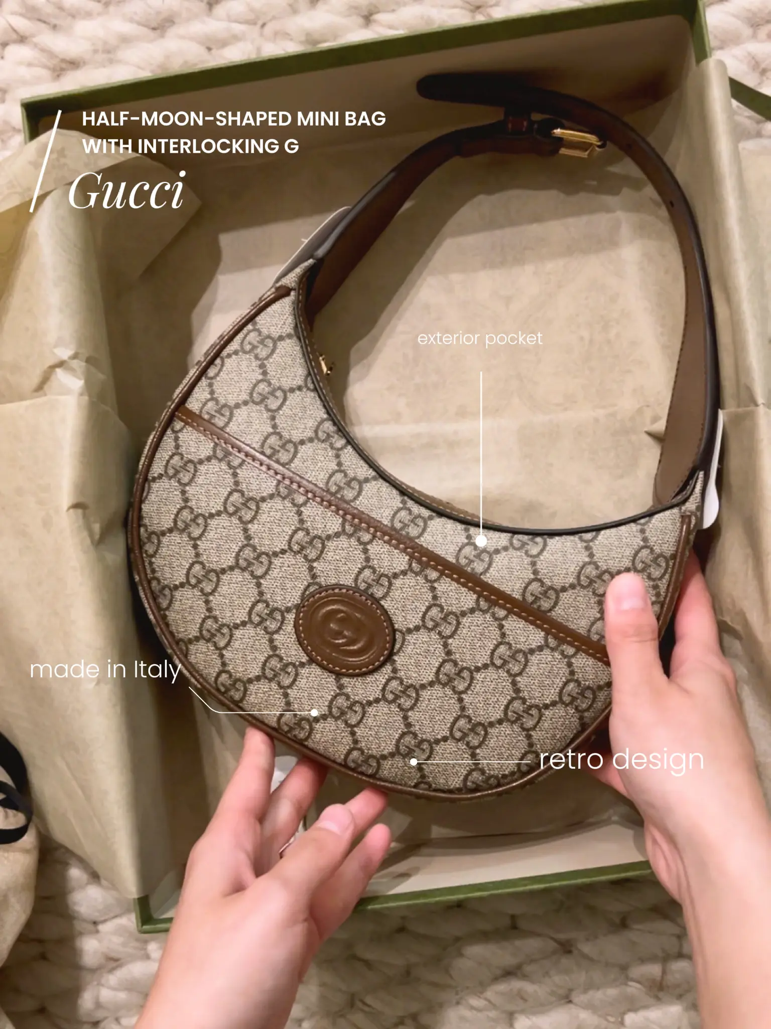 Buy Gucci Half Moon Shaped Mini Bag With Interlocking G 'Beige