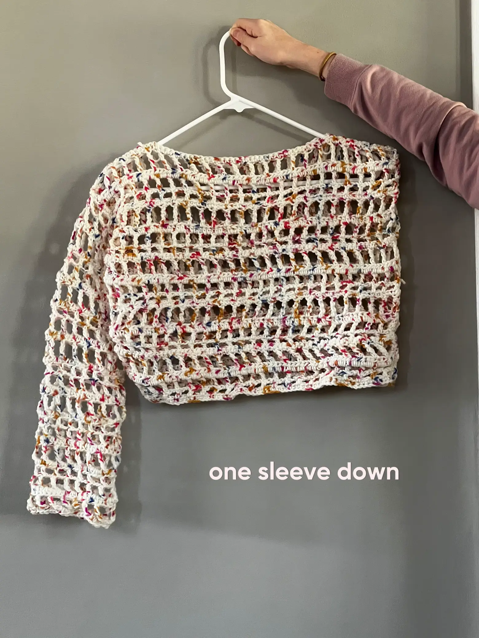 Open Crochet Long Sleeve Crop Pullover — Sara Jane
