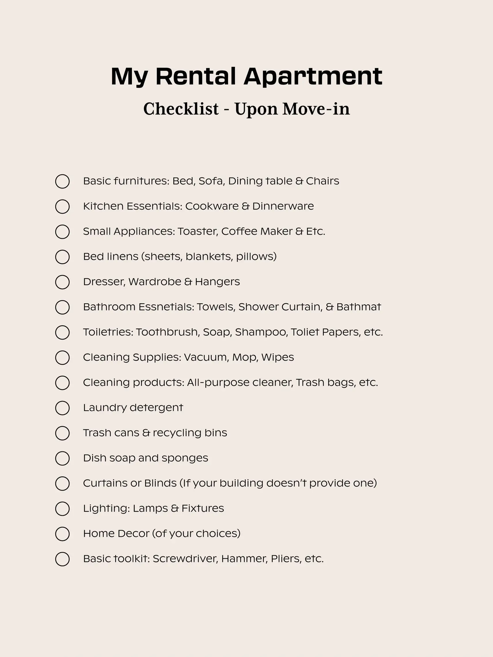apartment essentials checklist｜TikTok Search