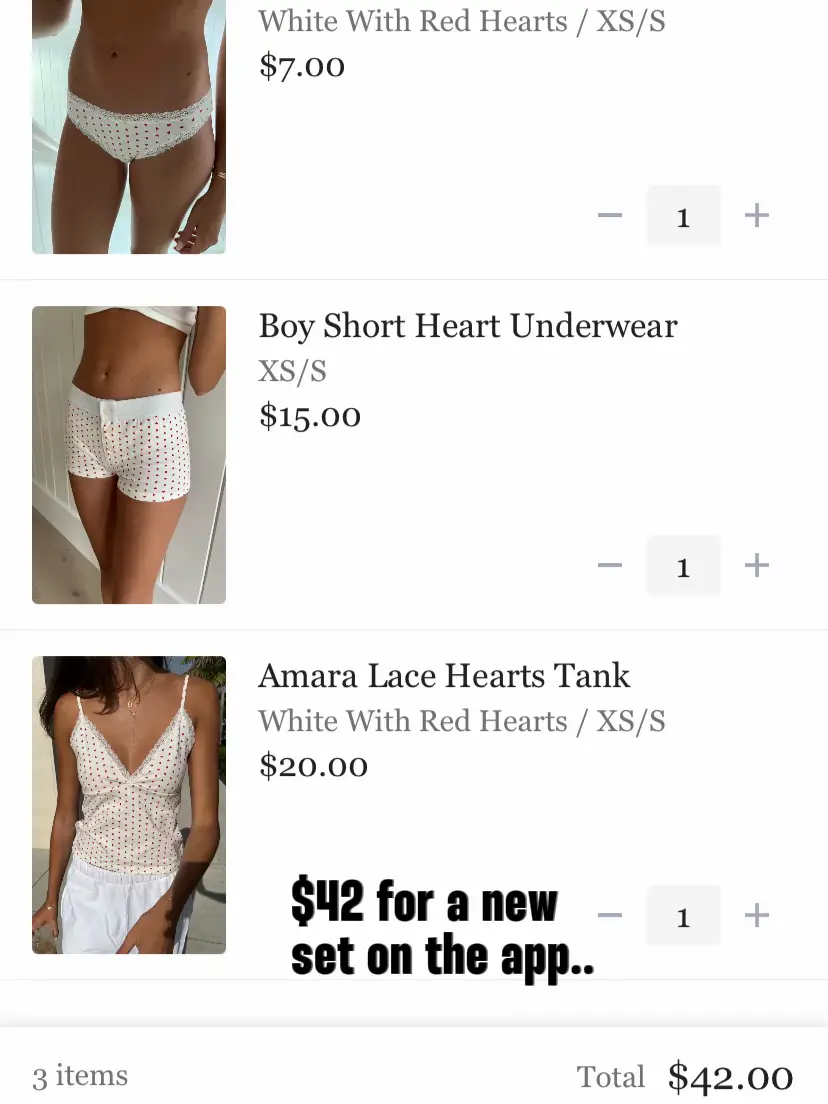 Amara Lace Hearts tank + Boy Short Heart Underwear combo is soooo good