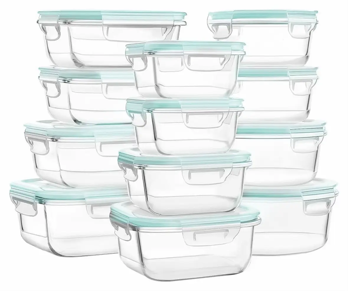 HOMBERKING 6 Pack Large Tupperware Food Container Glass Food