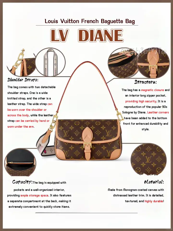 Lv diane bag Monogram crossbody bag handbag shoulder bag 2 strap