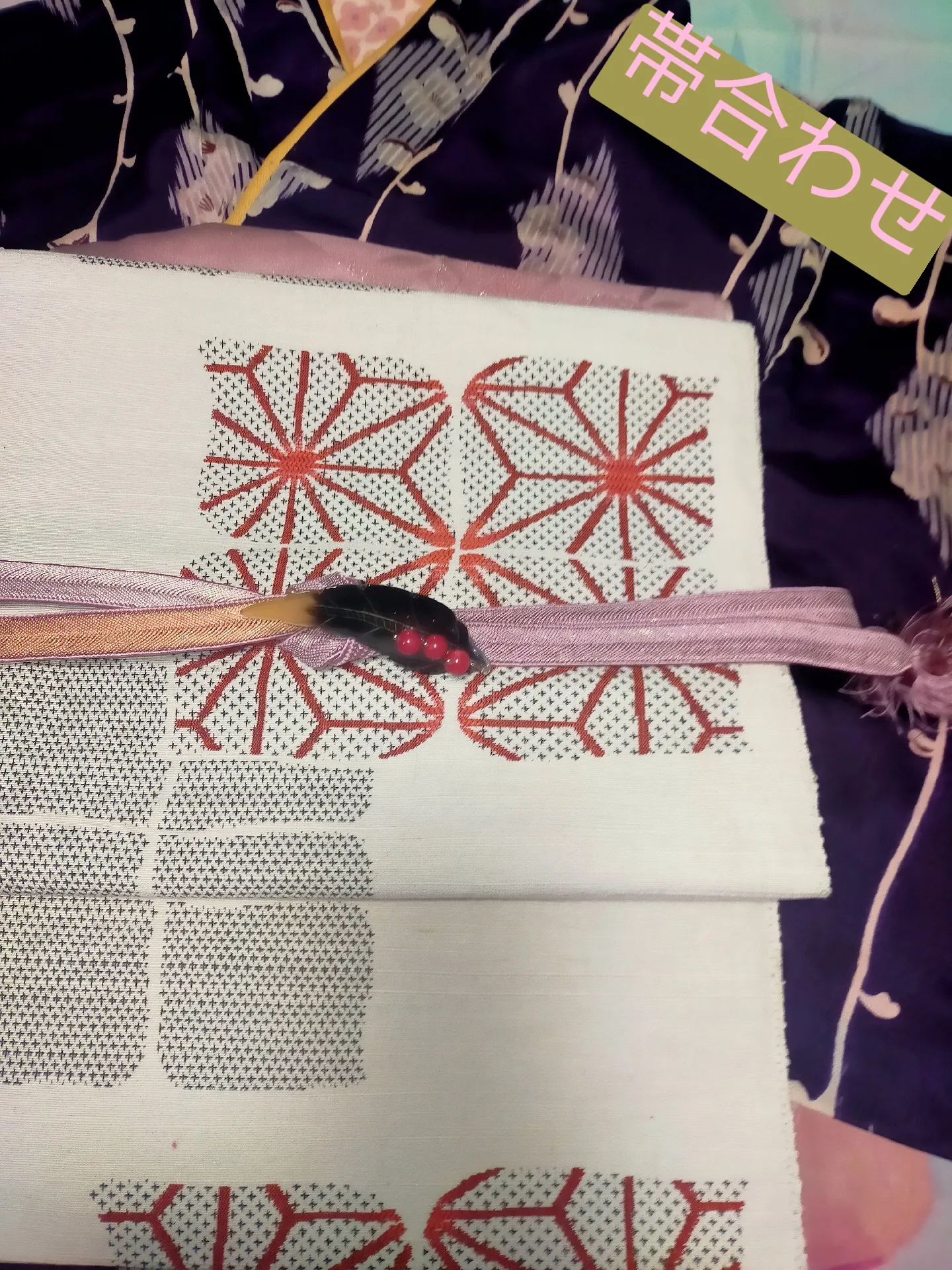 No.14 最高級正絹袋帯粋銀地に小花の刺繍