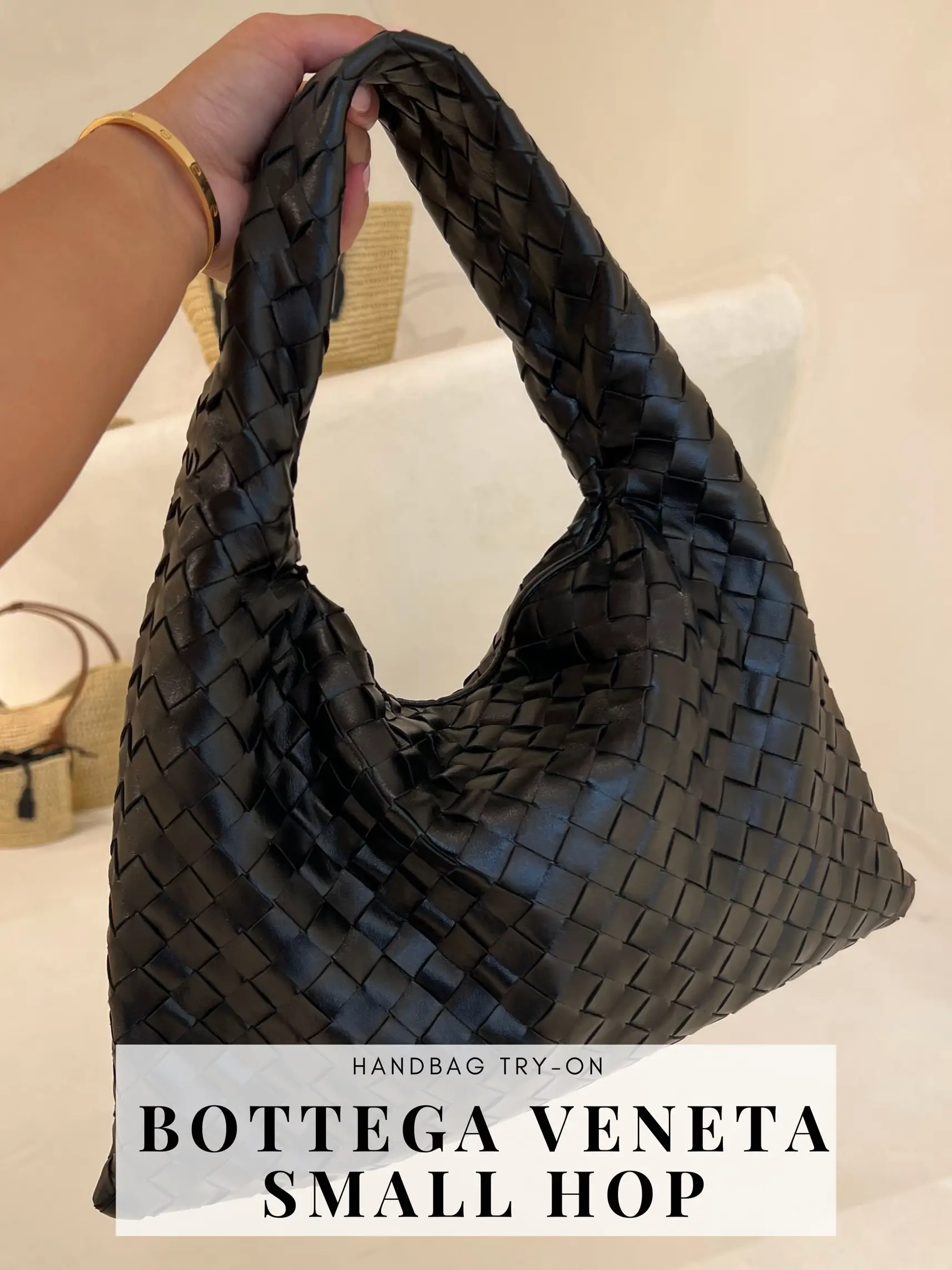 Bottega Veneta Hop Small Intrecciato-leather Shoulder Bag In Black