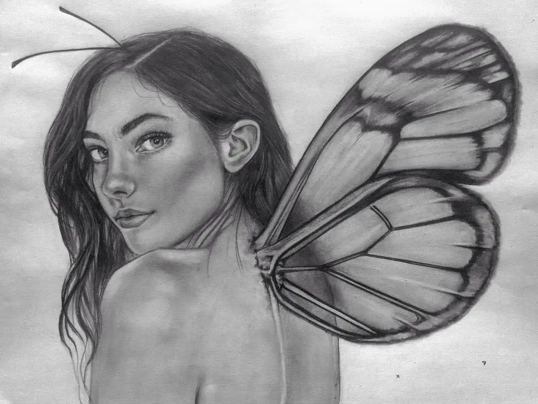 Pencil Drawing “butterfly Baby” 