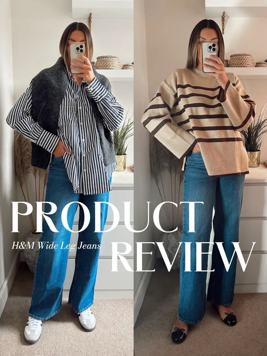 H&M WIDE HIGH JEANS DENIM BLUE 32T, Women's Fashion, Bottoms
