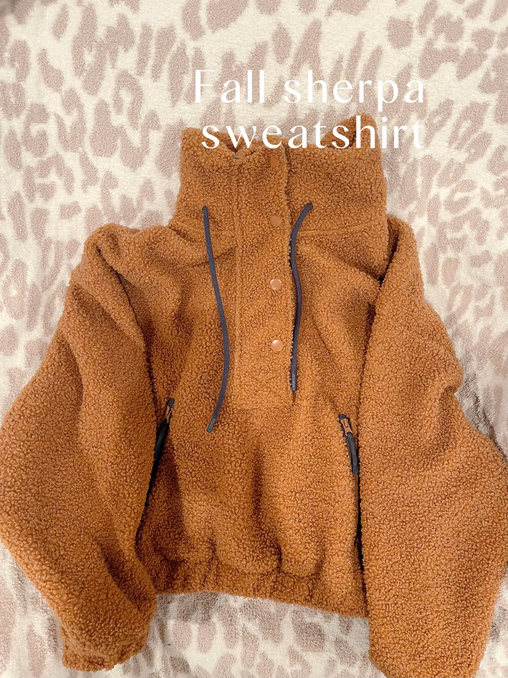 Oversized Patterned Sherpa Quarter Zip Sweatshirt
