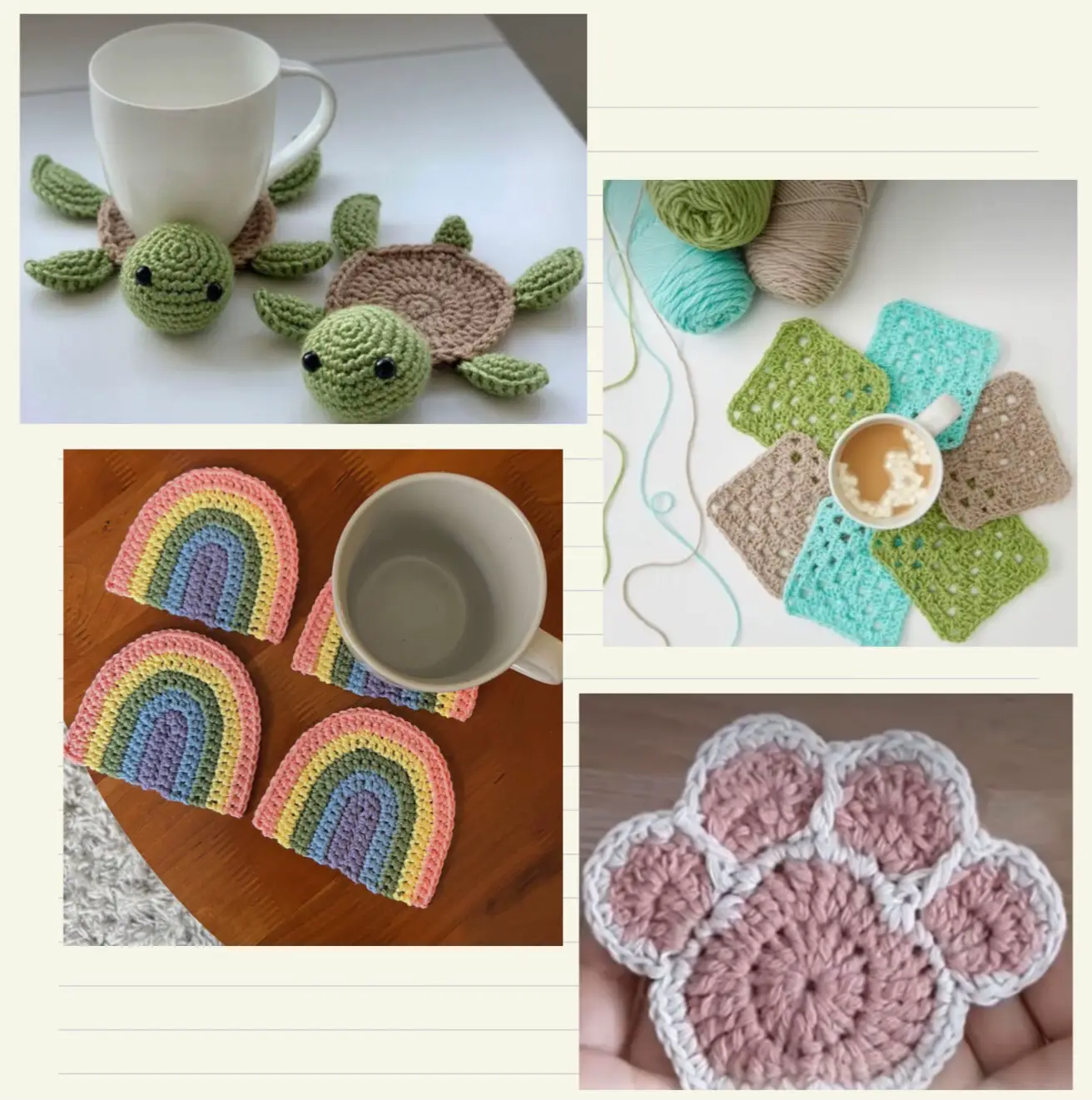 Coffee Cup and Cake Coasters Free Crochet Pattern - Your Crochet