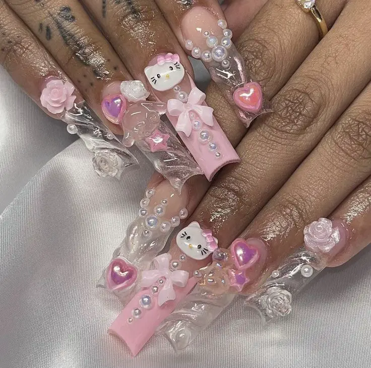 Sanrio/Hello KittyNails with charms, Gallery posted by Sienna