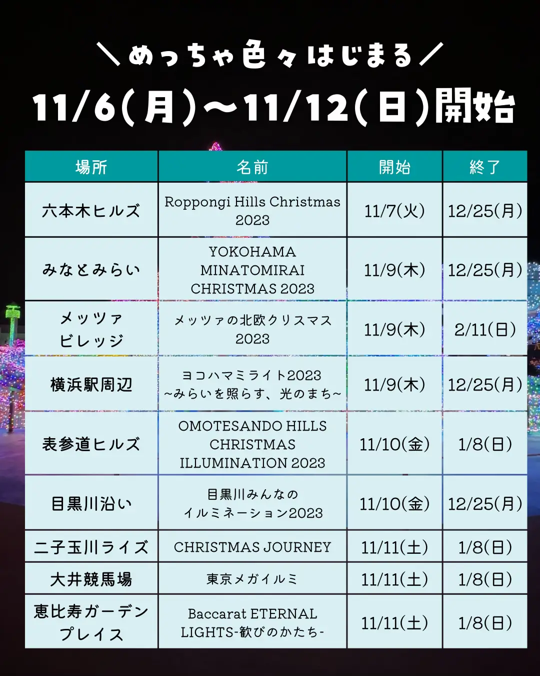 20232024 Tokyo Suburbs Illumination Calendar Gallery posted by マツシマ