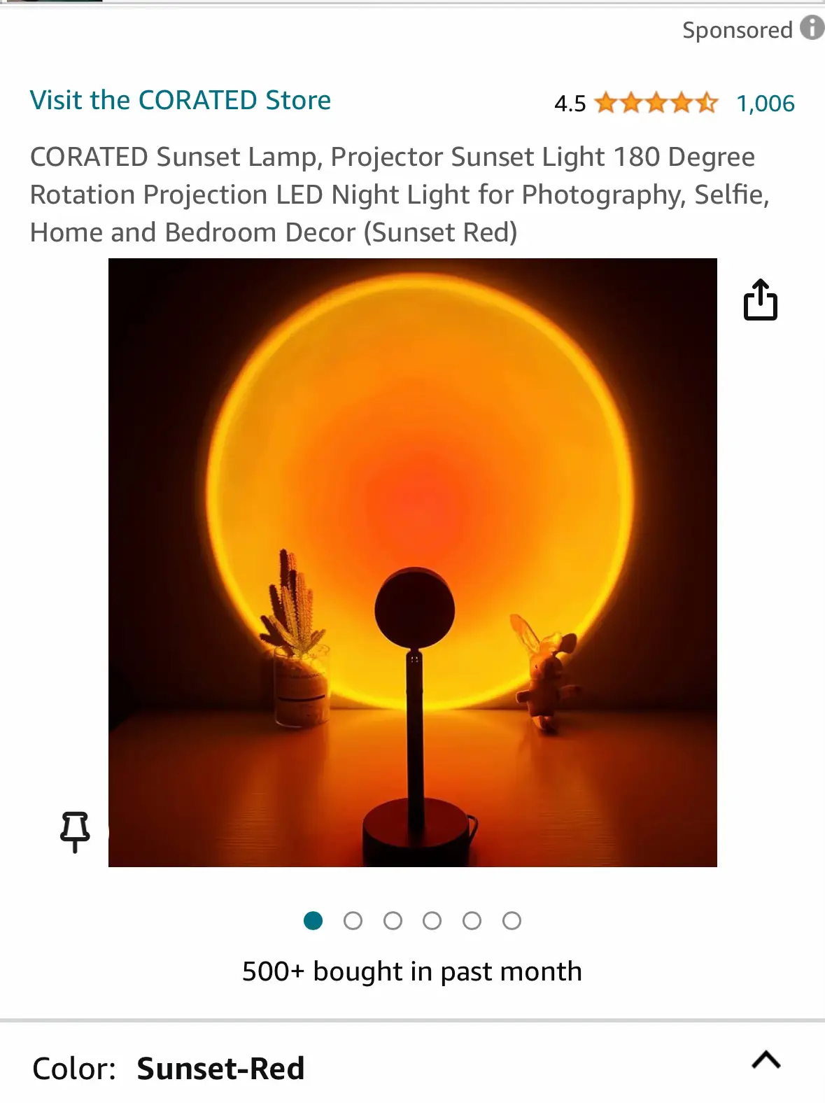 CORATED Sunset Lamp, Projector Sunset Light 180 Degree Rotation Projection  LED Night Light for Photography, Selfie, Home and Bedroom Decor (Sunset