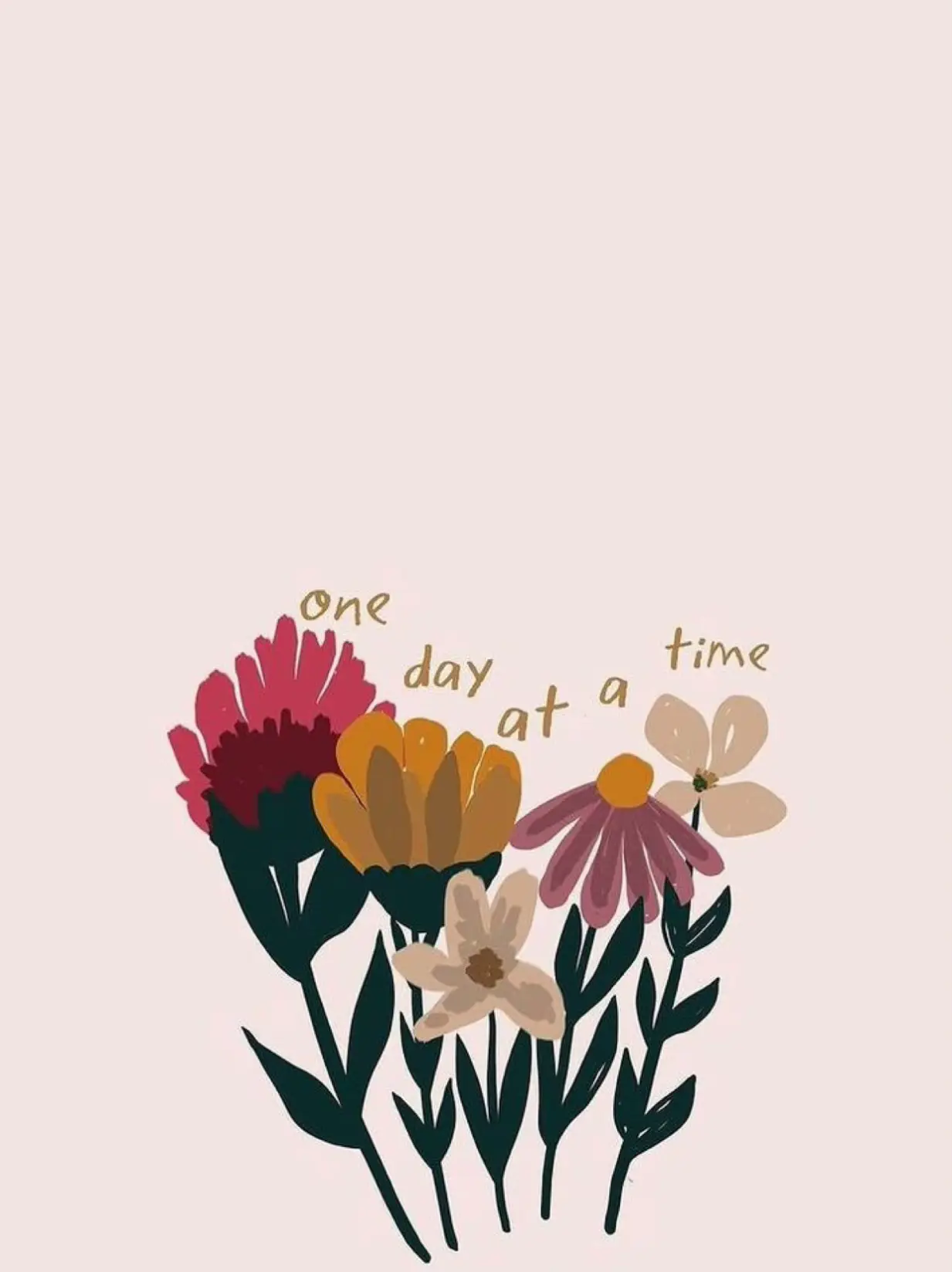  A painting of a bouquet of flowers with the words "Time day at" written below it.