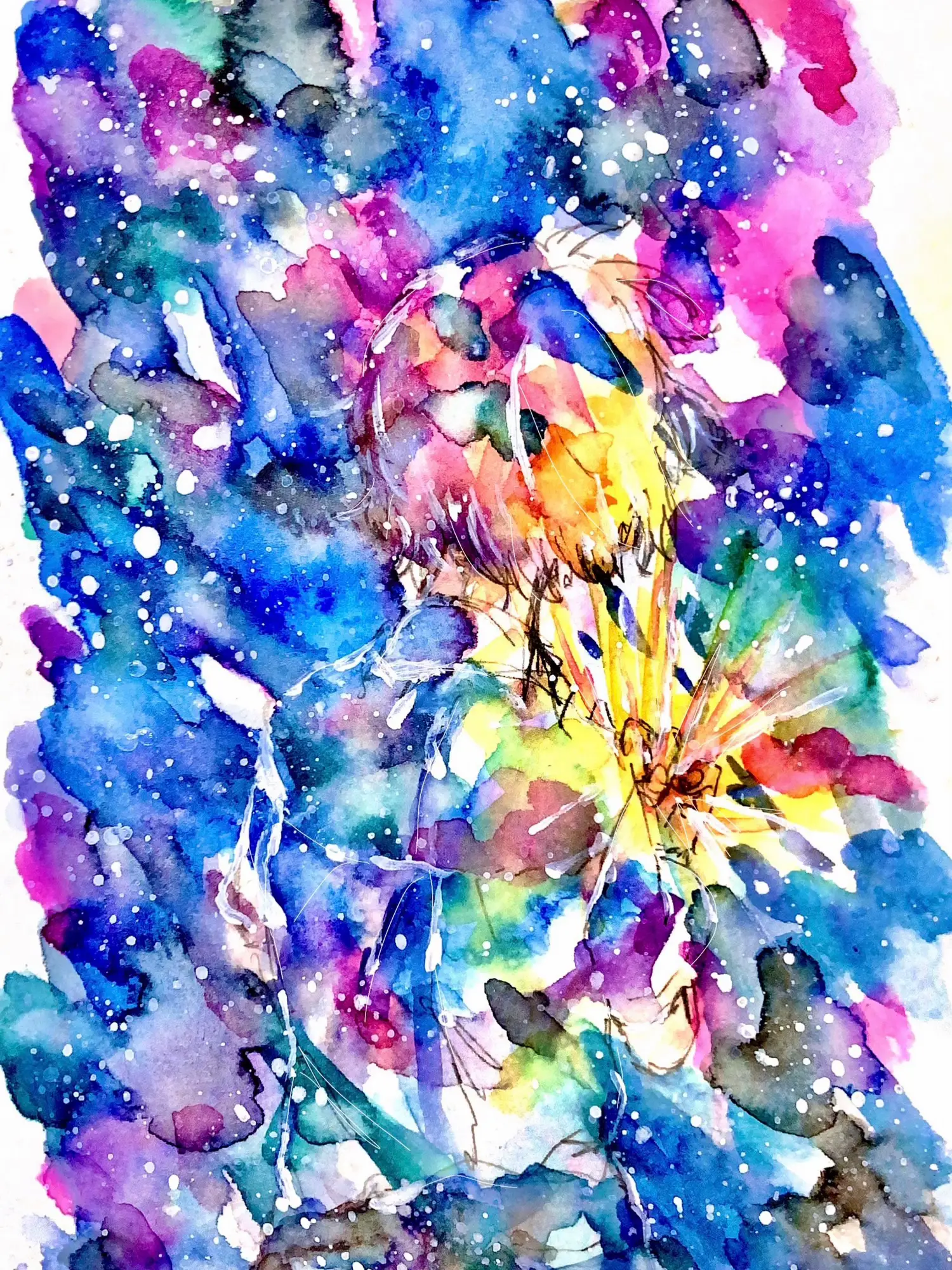 水彩画絵画 「化粧直し」