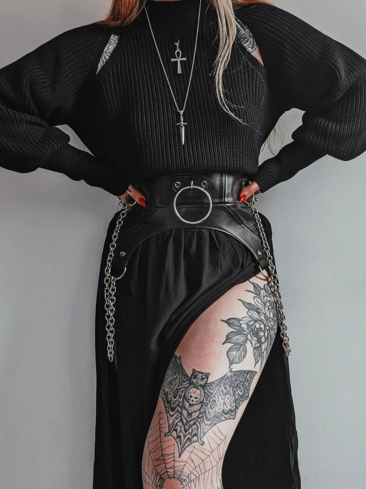 Dark Grunge Aesthetic eGirl Style Goth Punk Metal Chain Black Belt –  Aesthetics Boutique
