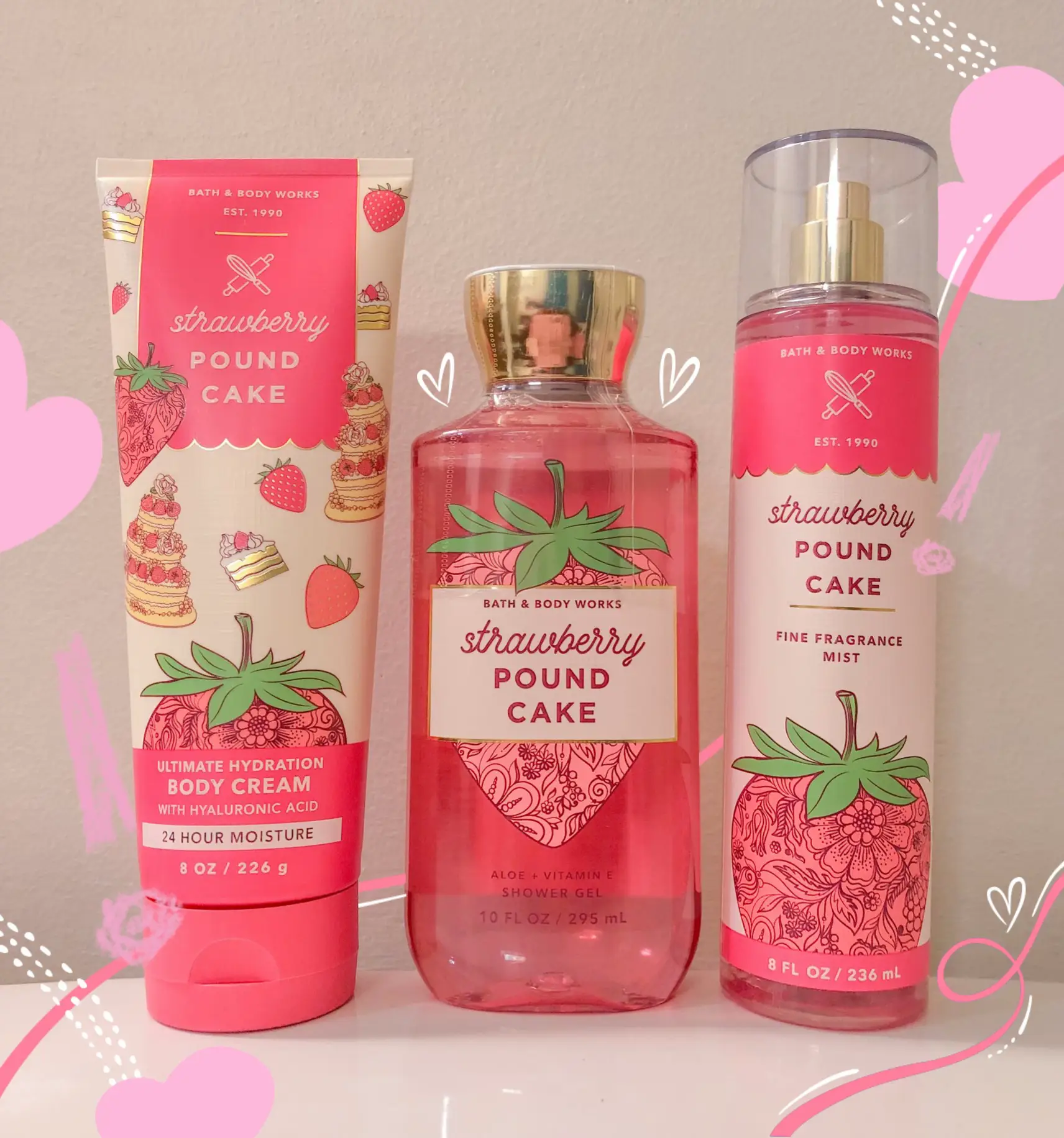 Bath & Body Works Body Care Strawberry Pound Cake Duo (Body Cream