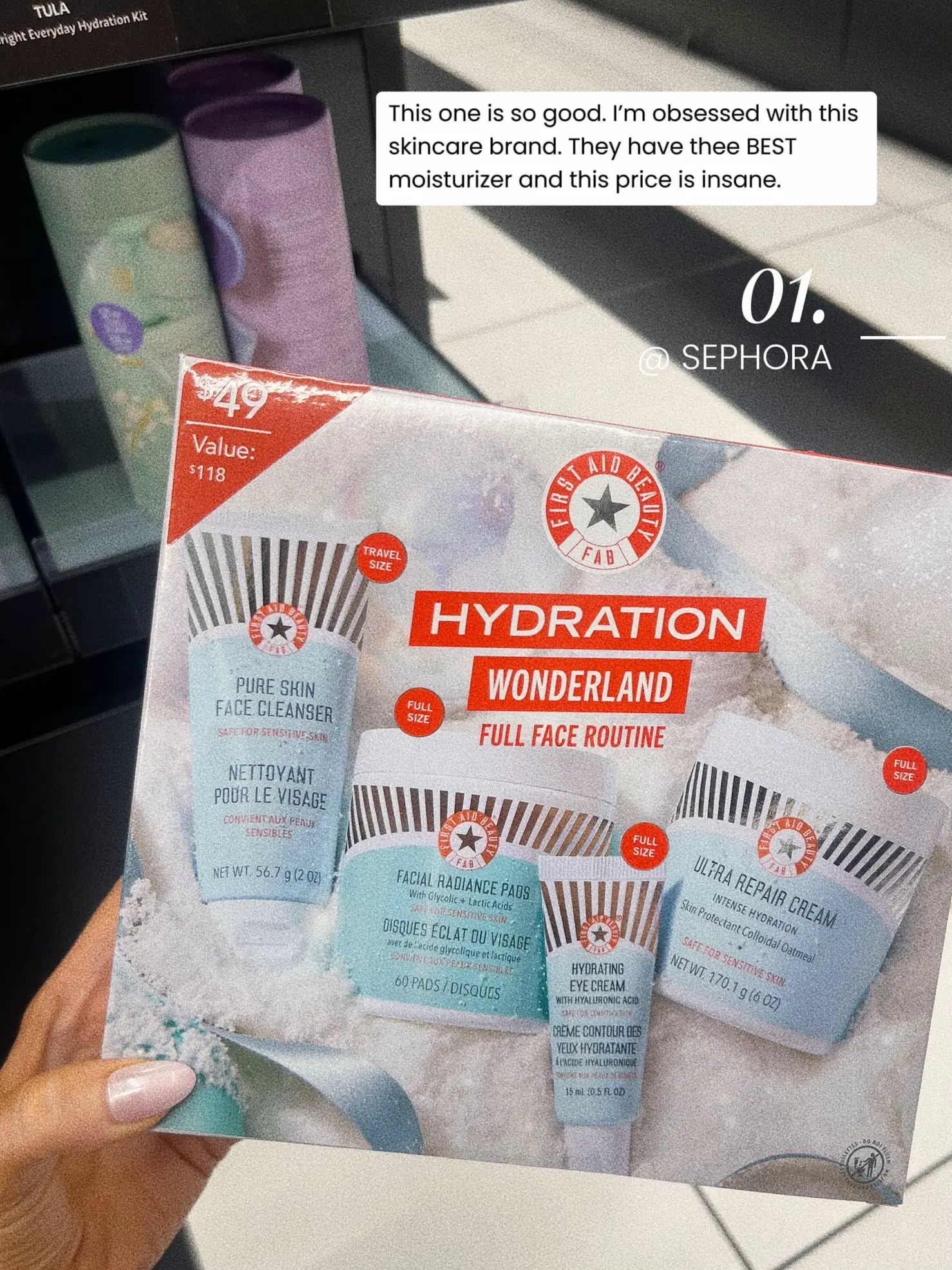  A person is holding a box of Hydration Wonders skincare