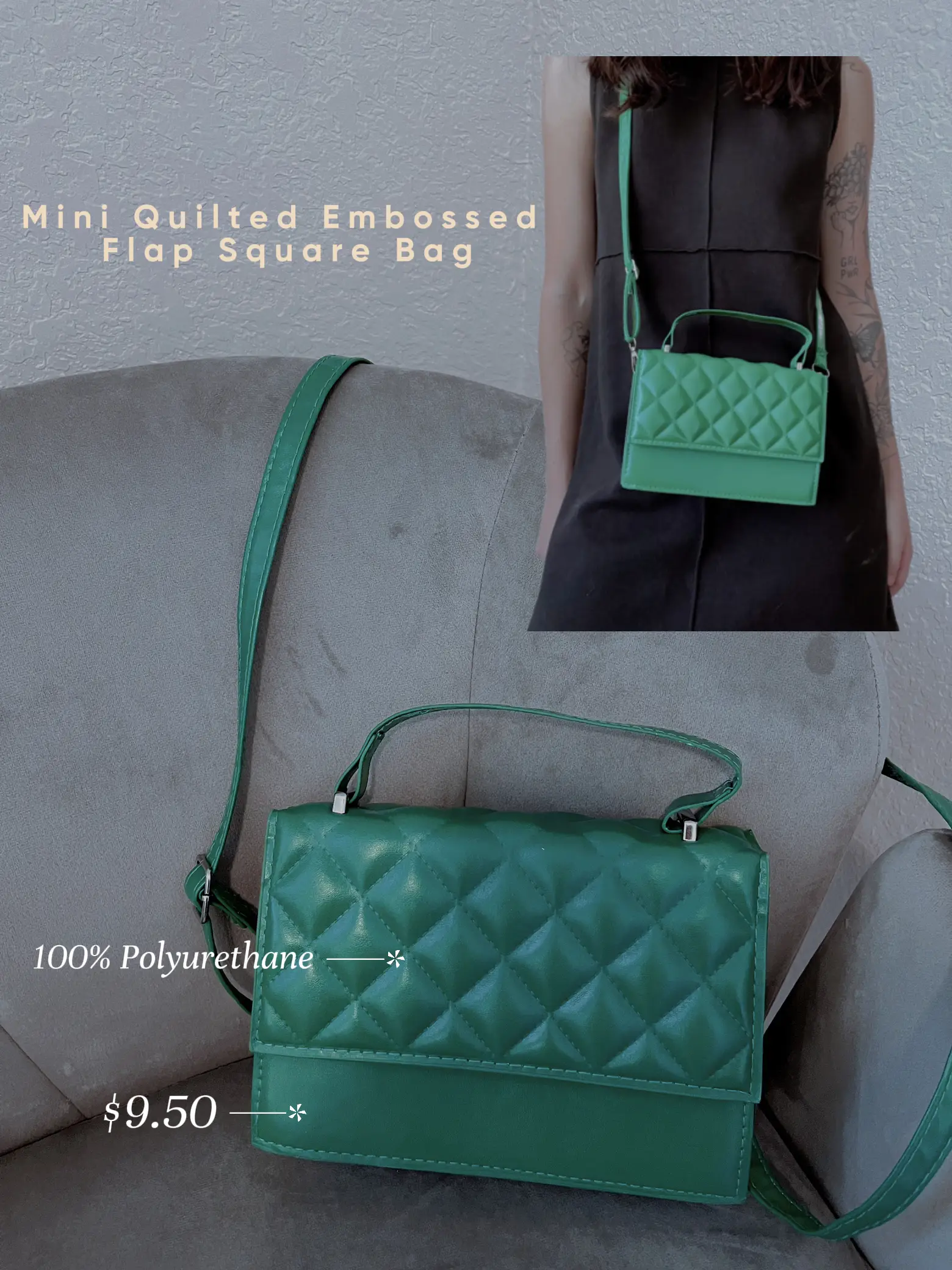 Mini Embossed Detail Flap Square Bag