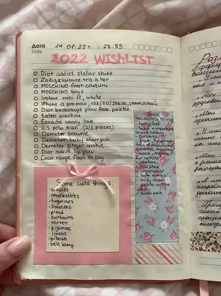  A open book with a list of things to do and a calendar.