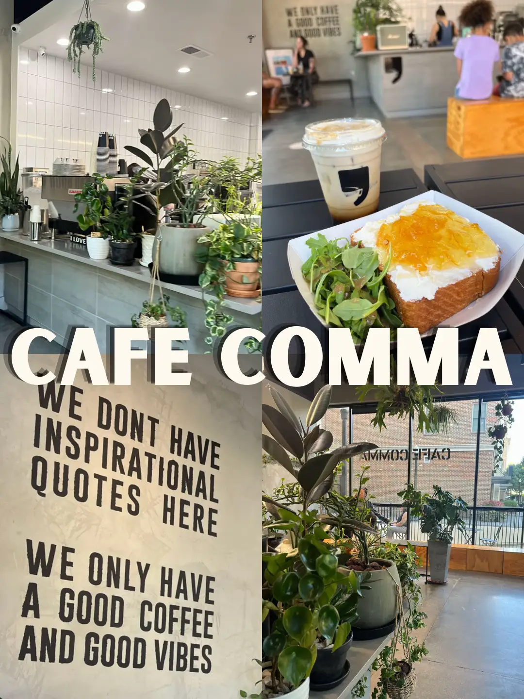  A collage of images and text that says "Cafe comma".