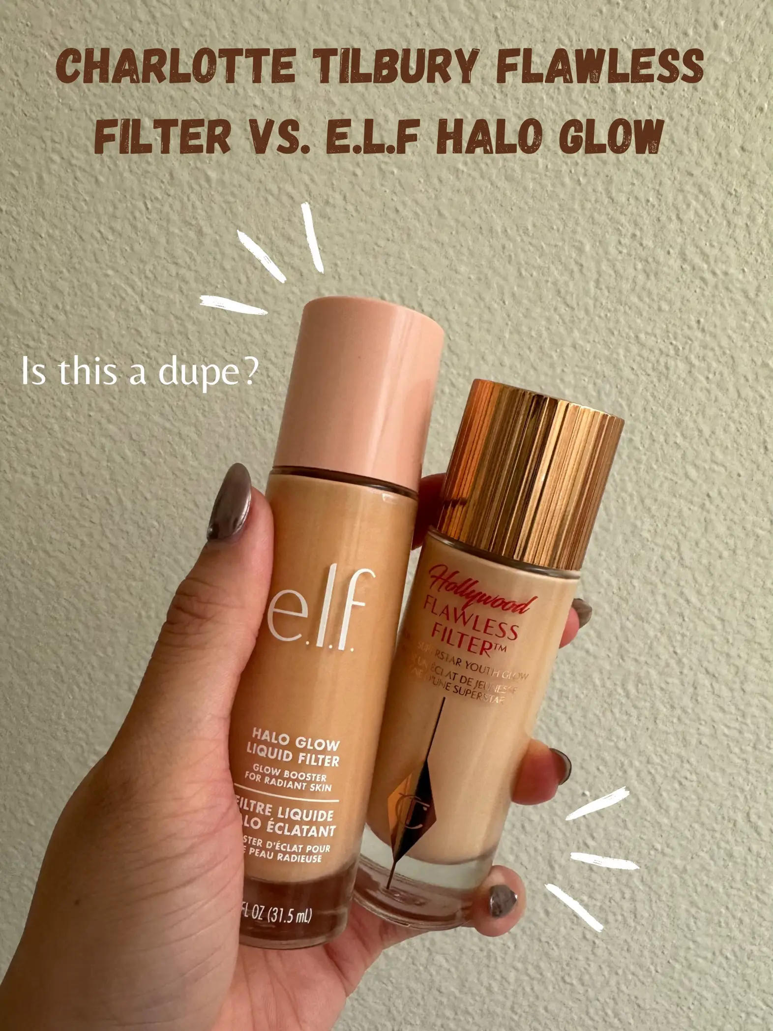 Charlotte Tilbury Flawless Filter vs e.l.f Halo Glow