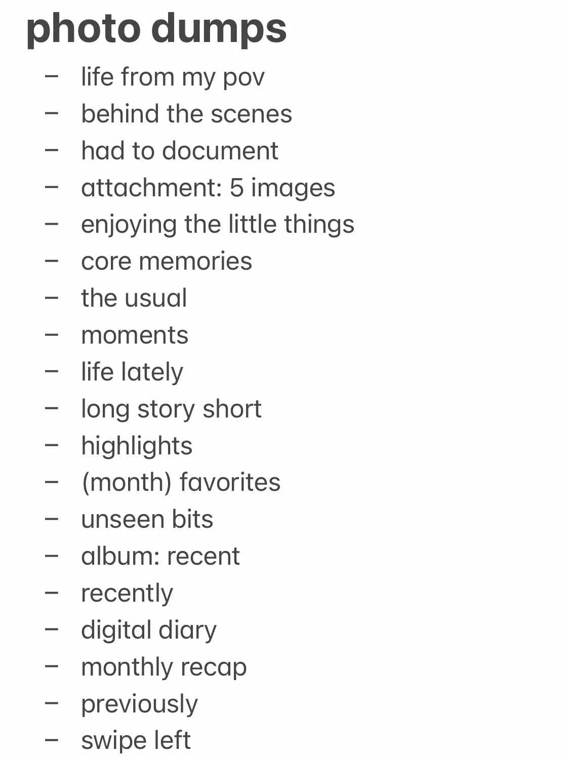  A list of things to look at