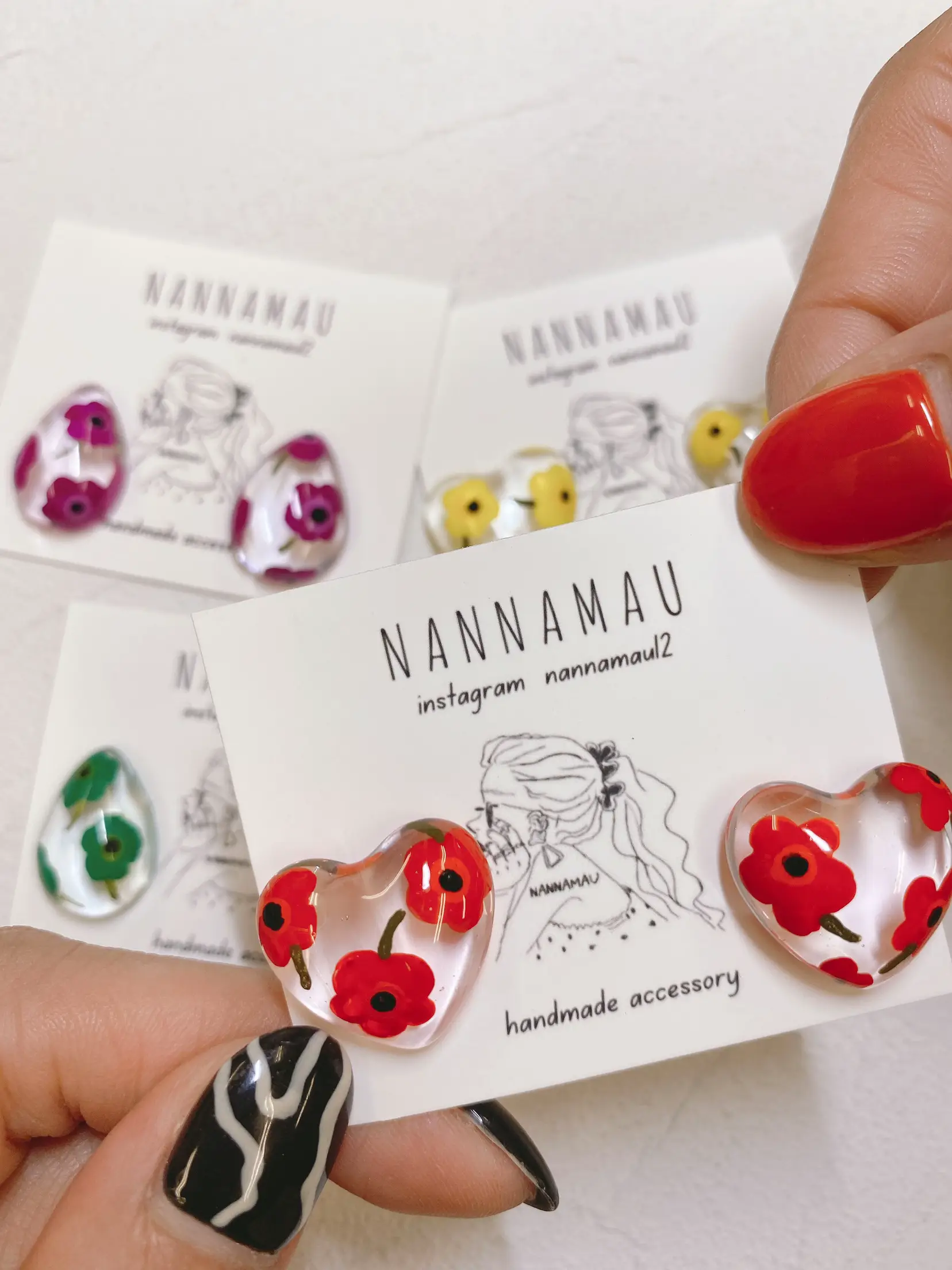 手書きお花🌸のピアス、イヤリング | nannamau12が投稿したフォト