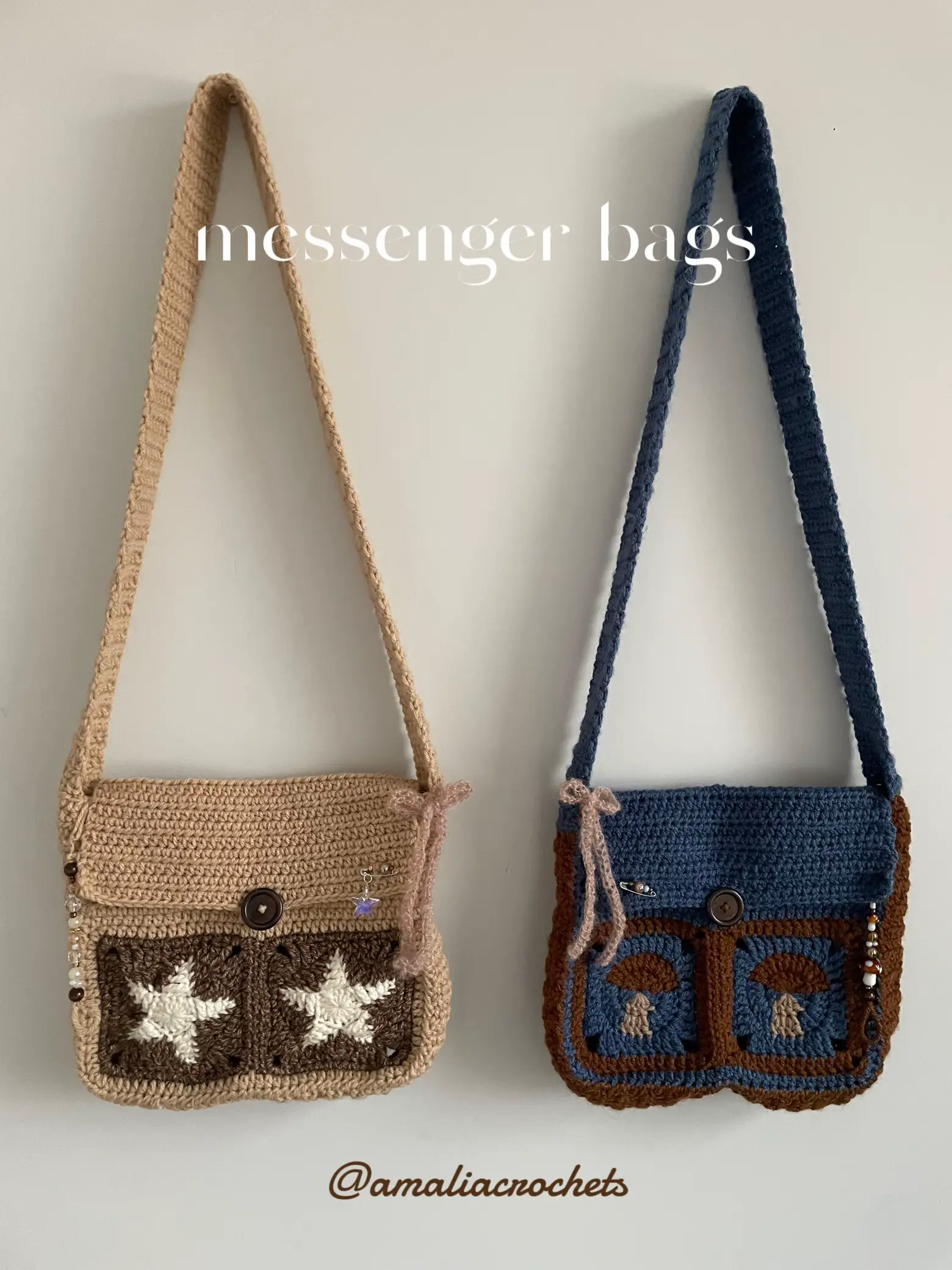 Crochet Handbags Shoulder Bag, Crochet Messenger Bags