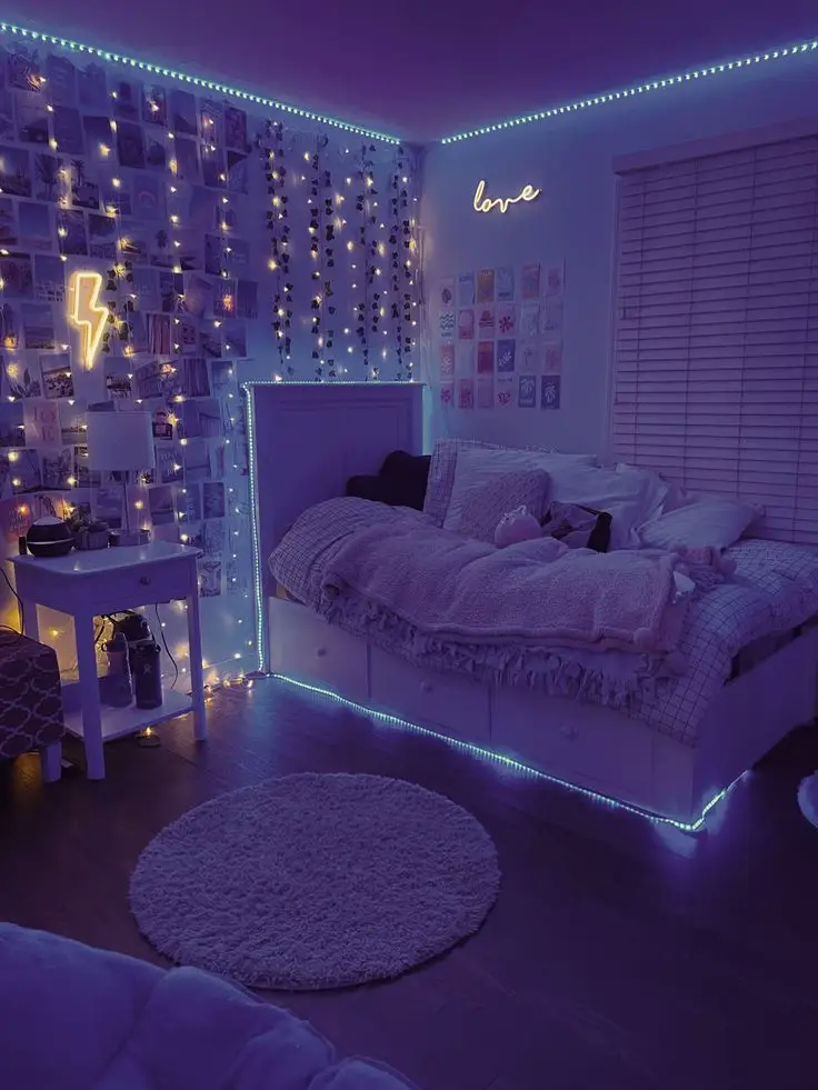 Aesthetic Vibes Fancy LED Lights  Room ideas bedroom, Room design