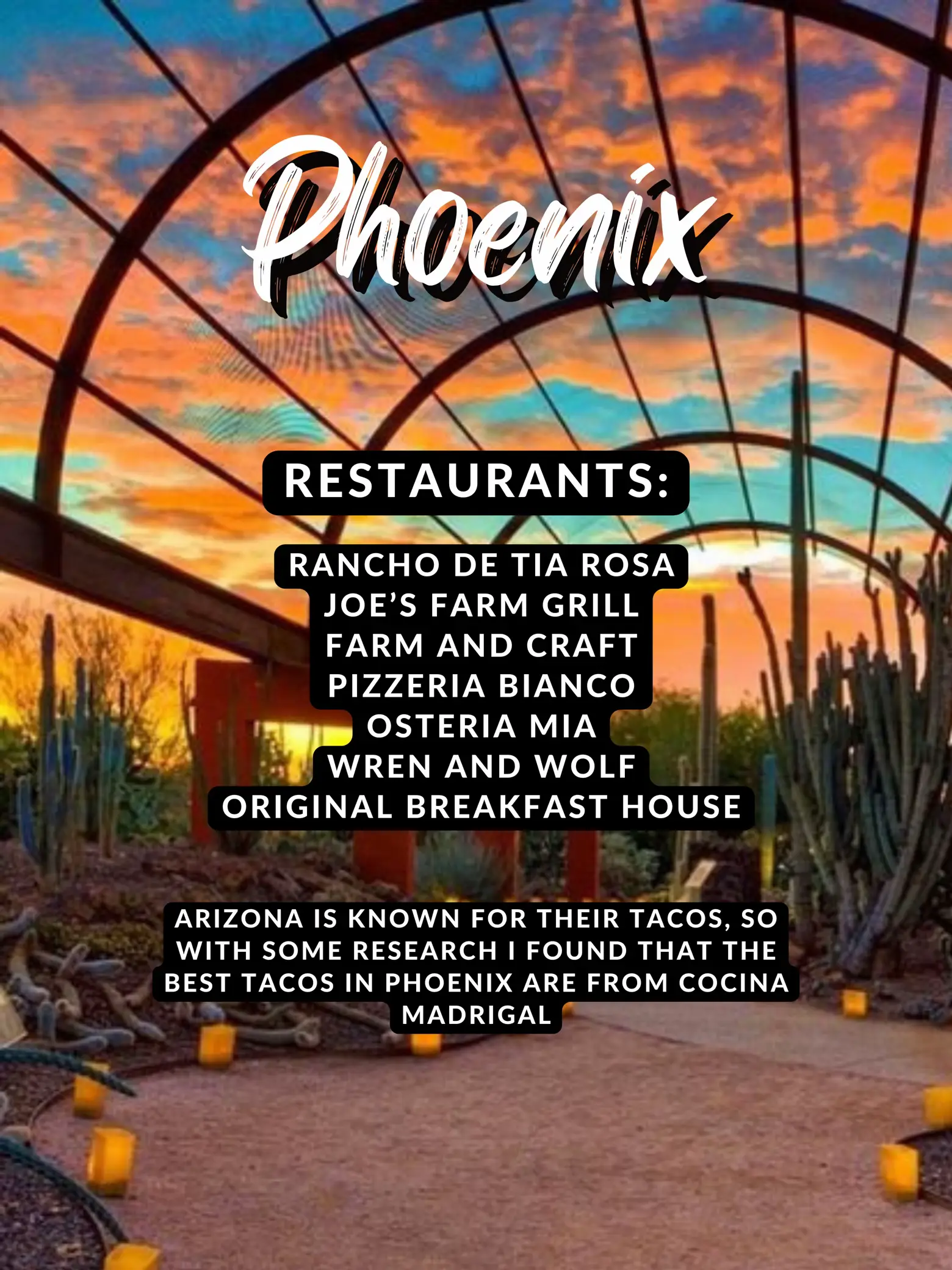  A list of restaurants in Phoenix