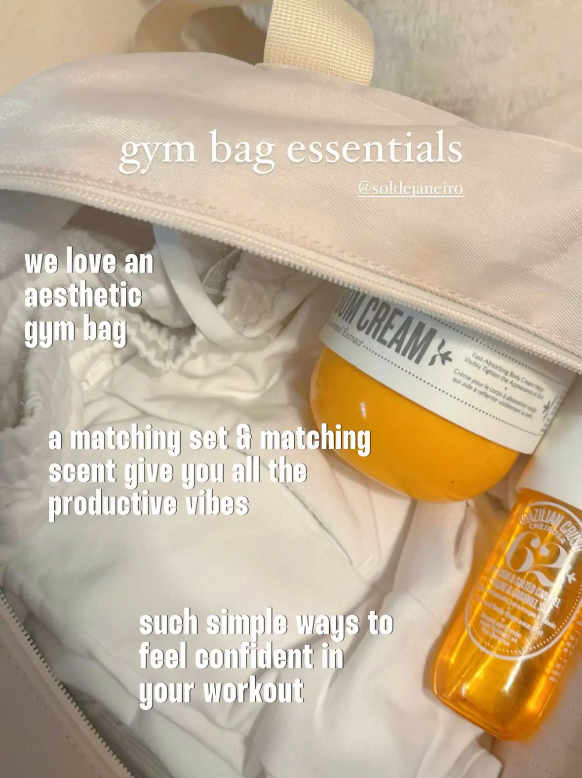 A gym bag with essentials for a workout