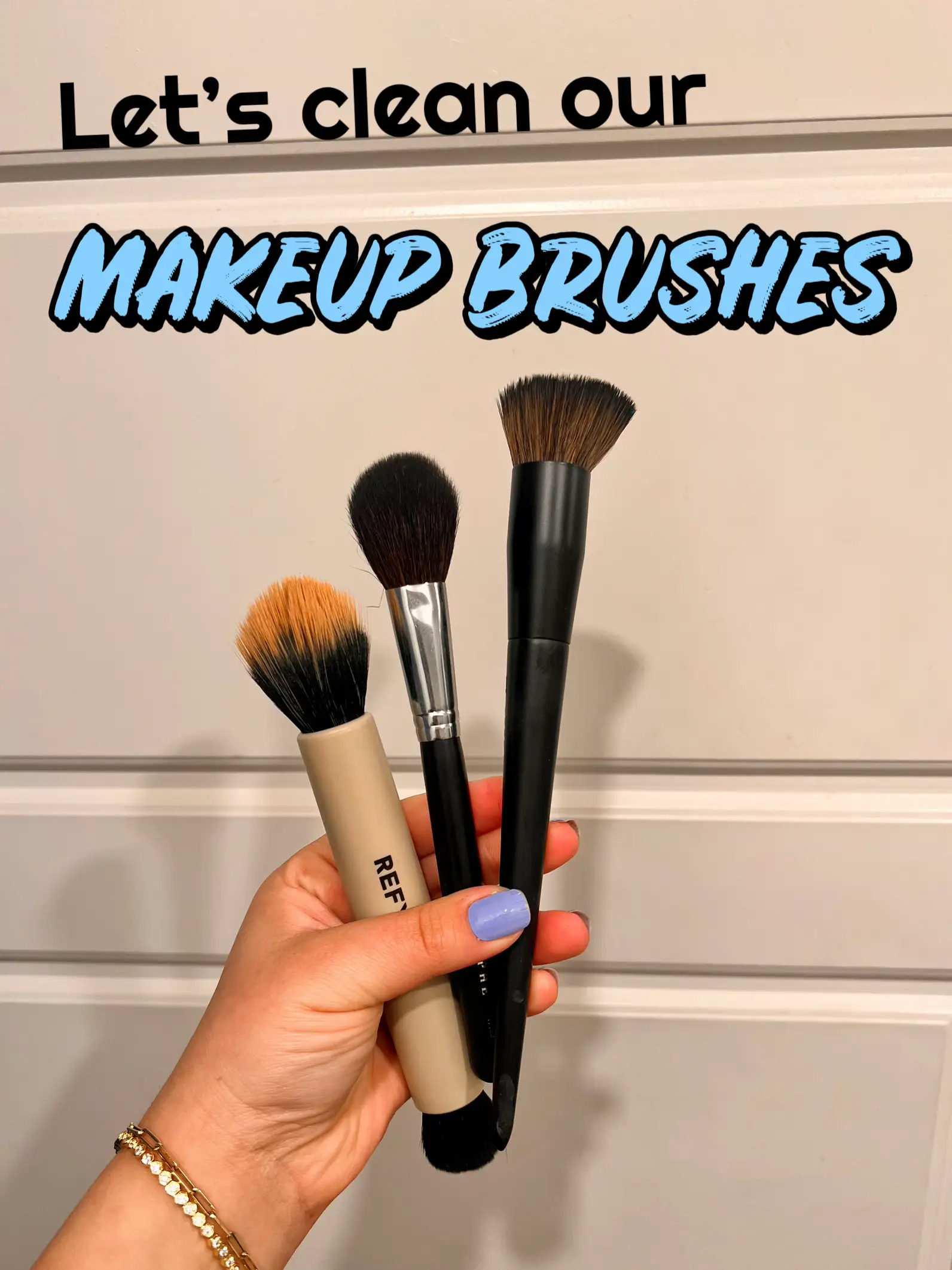 Swirl your makeup brushes in a DIY mixture of dish soap and olive oil for a  like-new feel.